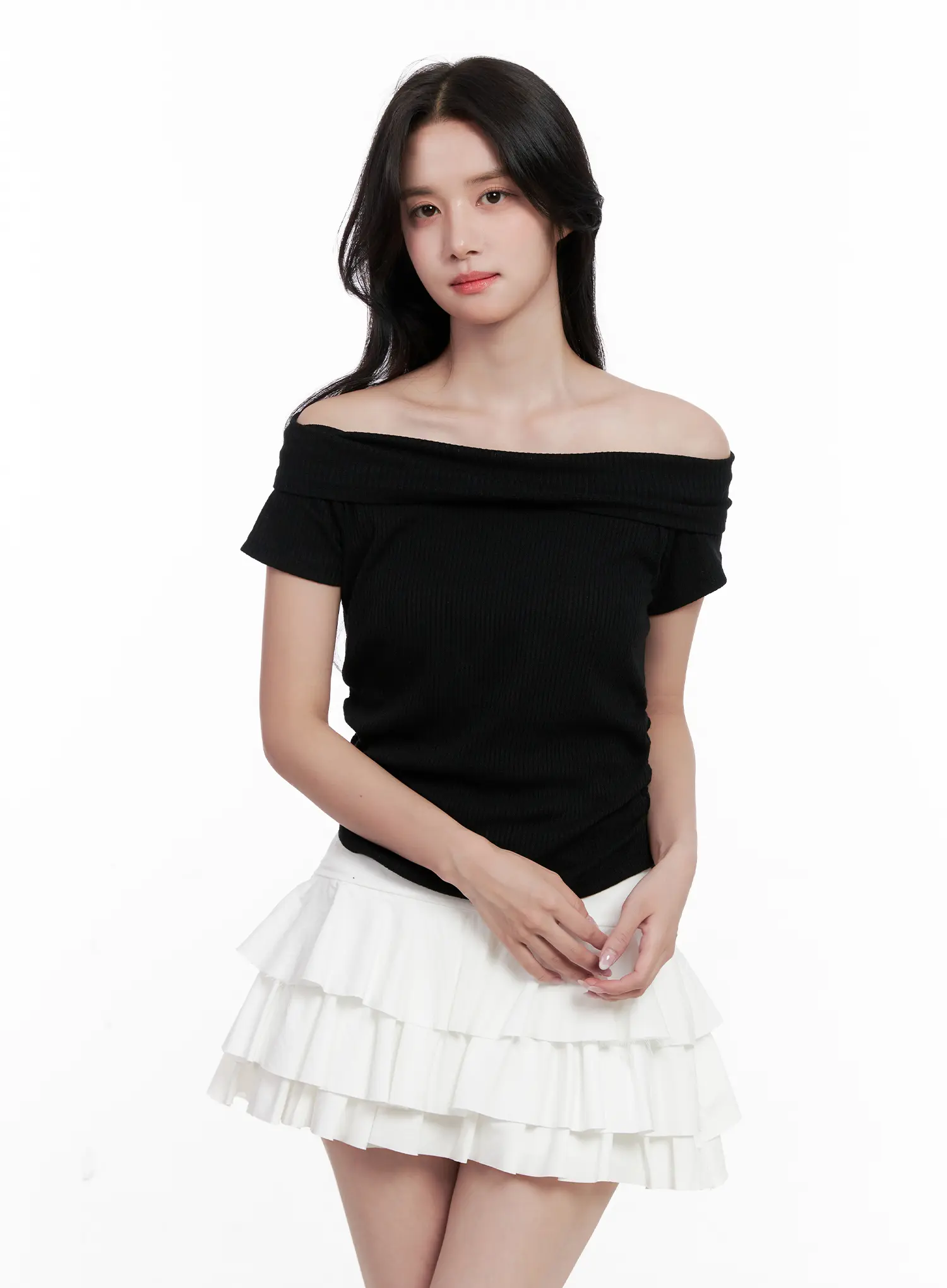 Off-Shoulder Ribbed Tee CL515 - Image 8