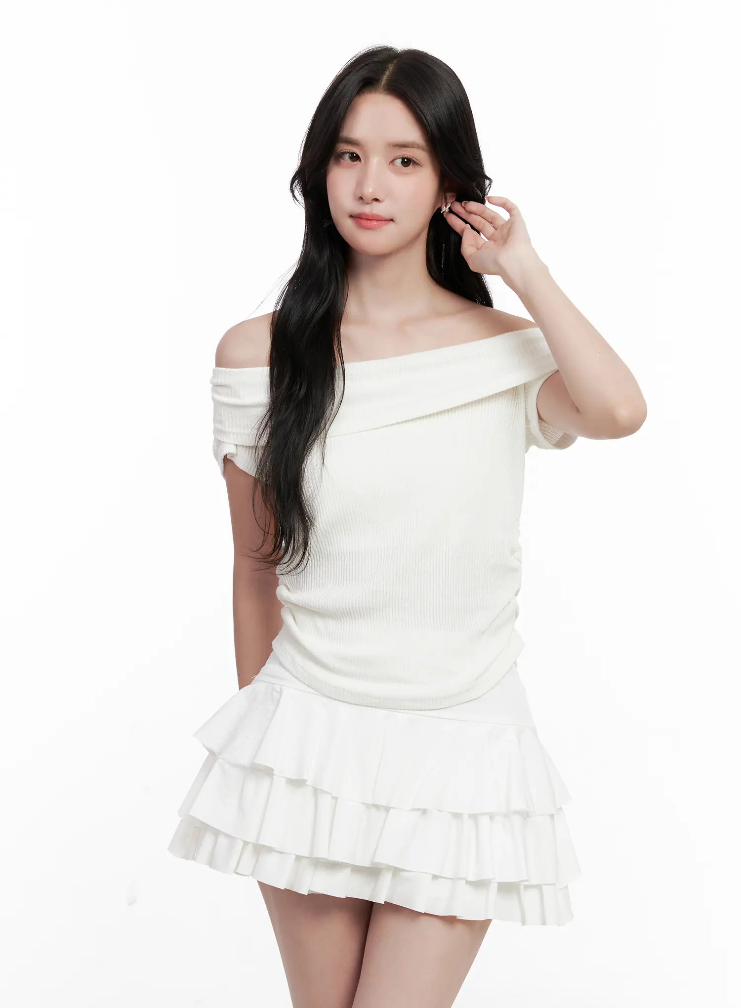 Off-Shoulder Ribbed Tee CL515 - Image 9