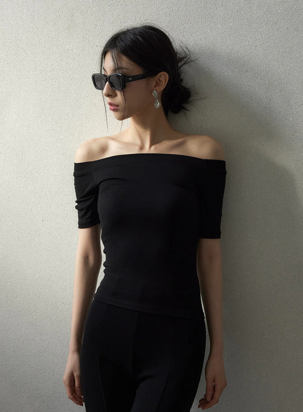 Off-Shoulder Ribbed Tee IY331 - Image 4
