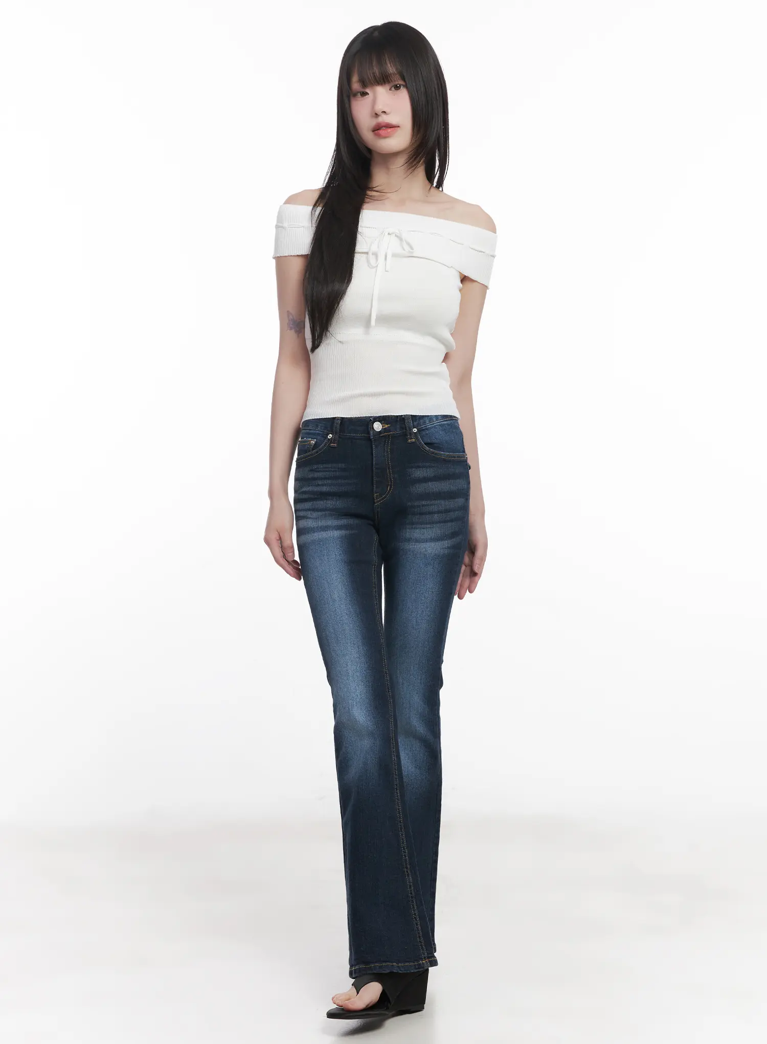Off-Shoulder Ribbon Sleeveless Sweater CU519 - Image 2