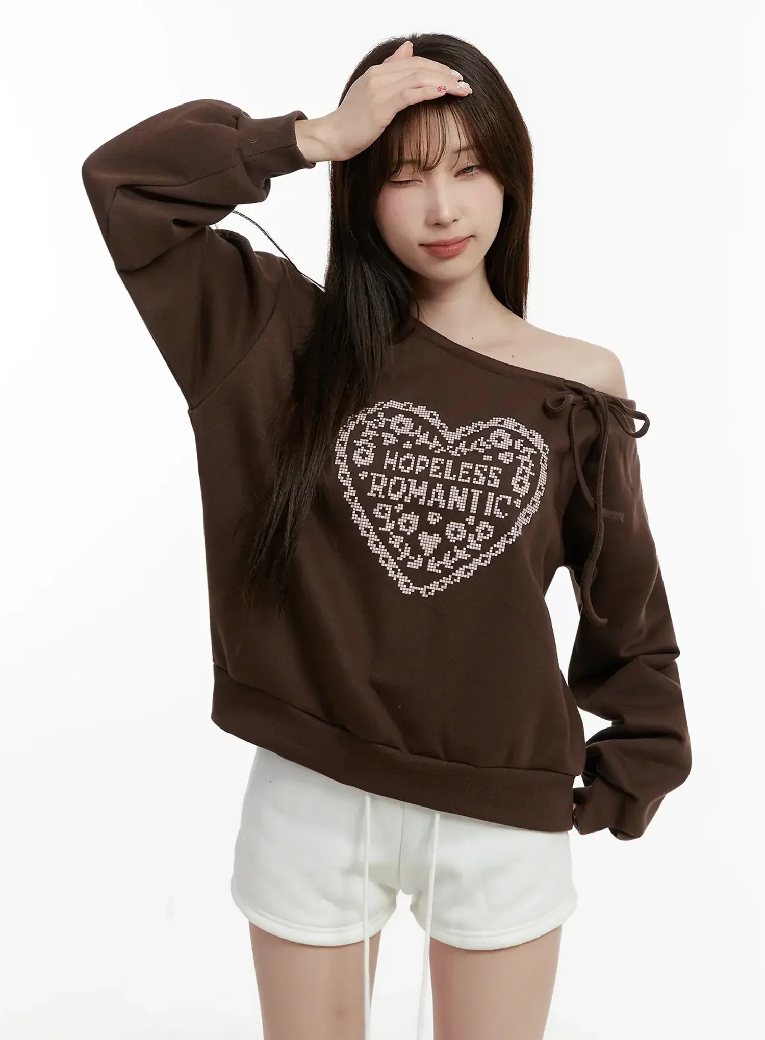 Off-Shoulder Ribbon Sweatshirt IJ521 - Image 13