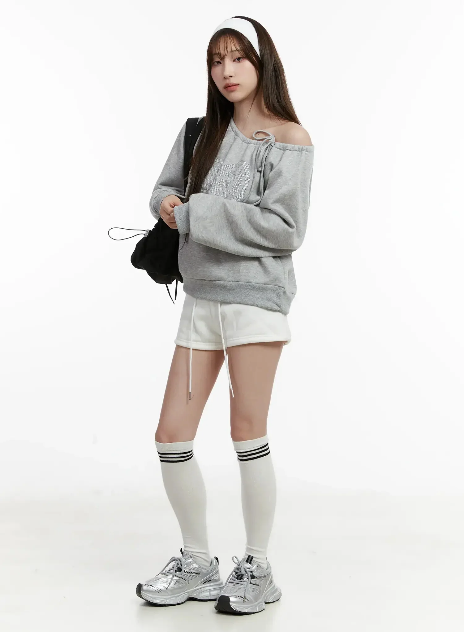 Off-Shoulder Ribbon Sweatshirt IJ521 - Image 3