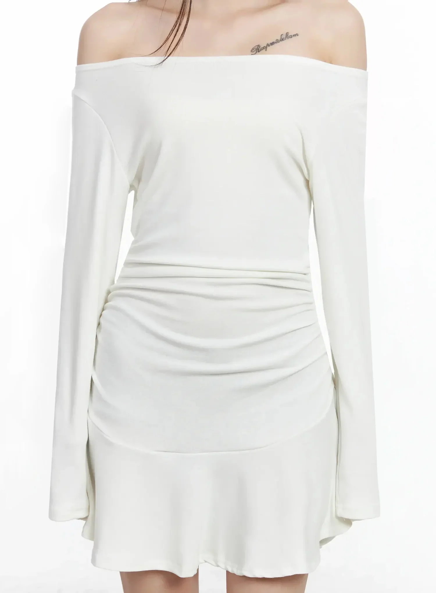 Off-Shoulder Ruched Dress IM506 - Image 3