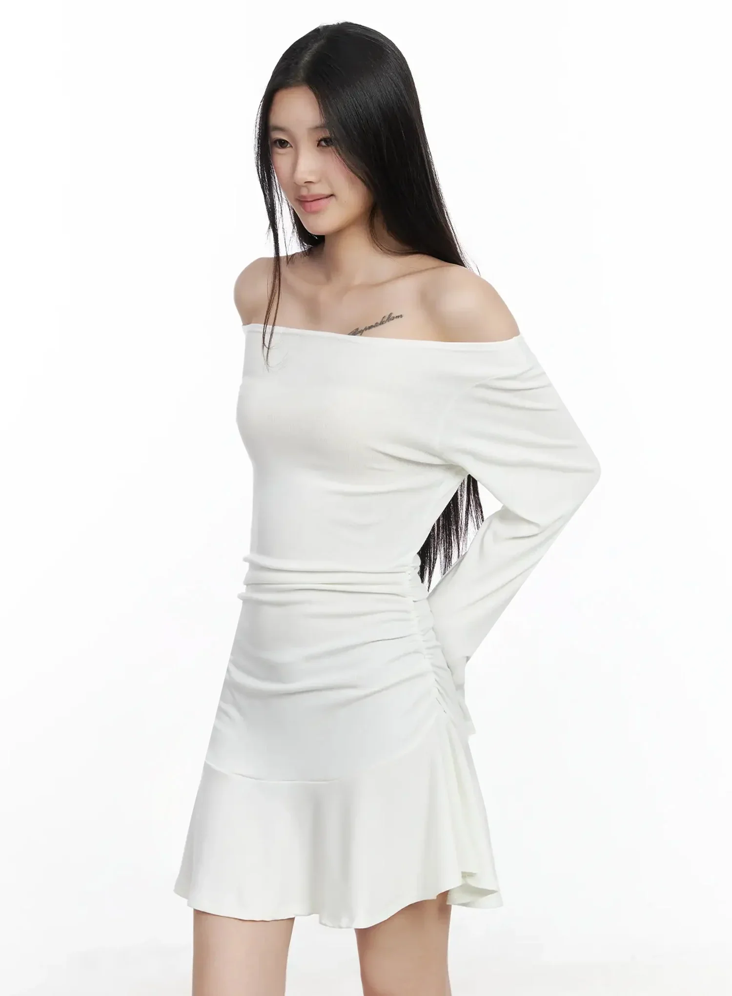 Off-Shoulder Ruched Dress IM506 - Image 7