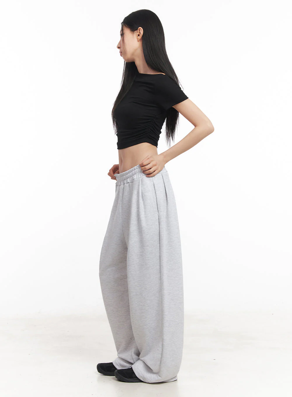 Off-Shoulder Shirred Crop Tee IY516 - Image 11