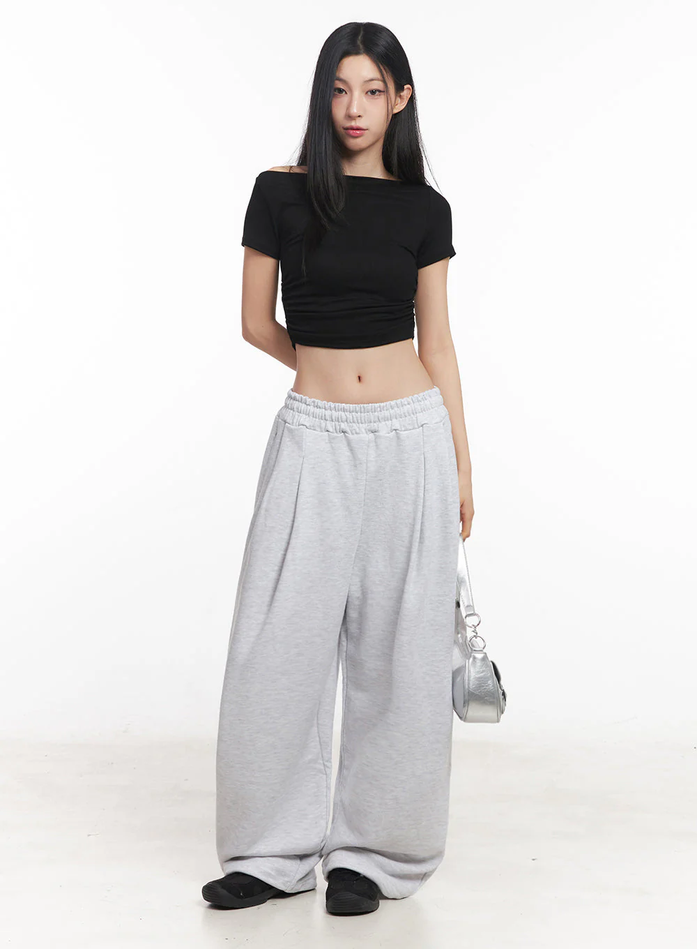 Off-Shoulder Shirred Crop Tee IY516 - Image 14