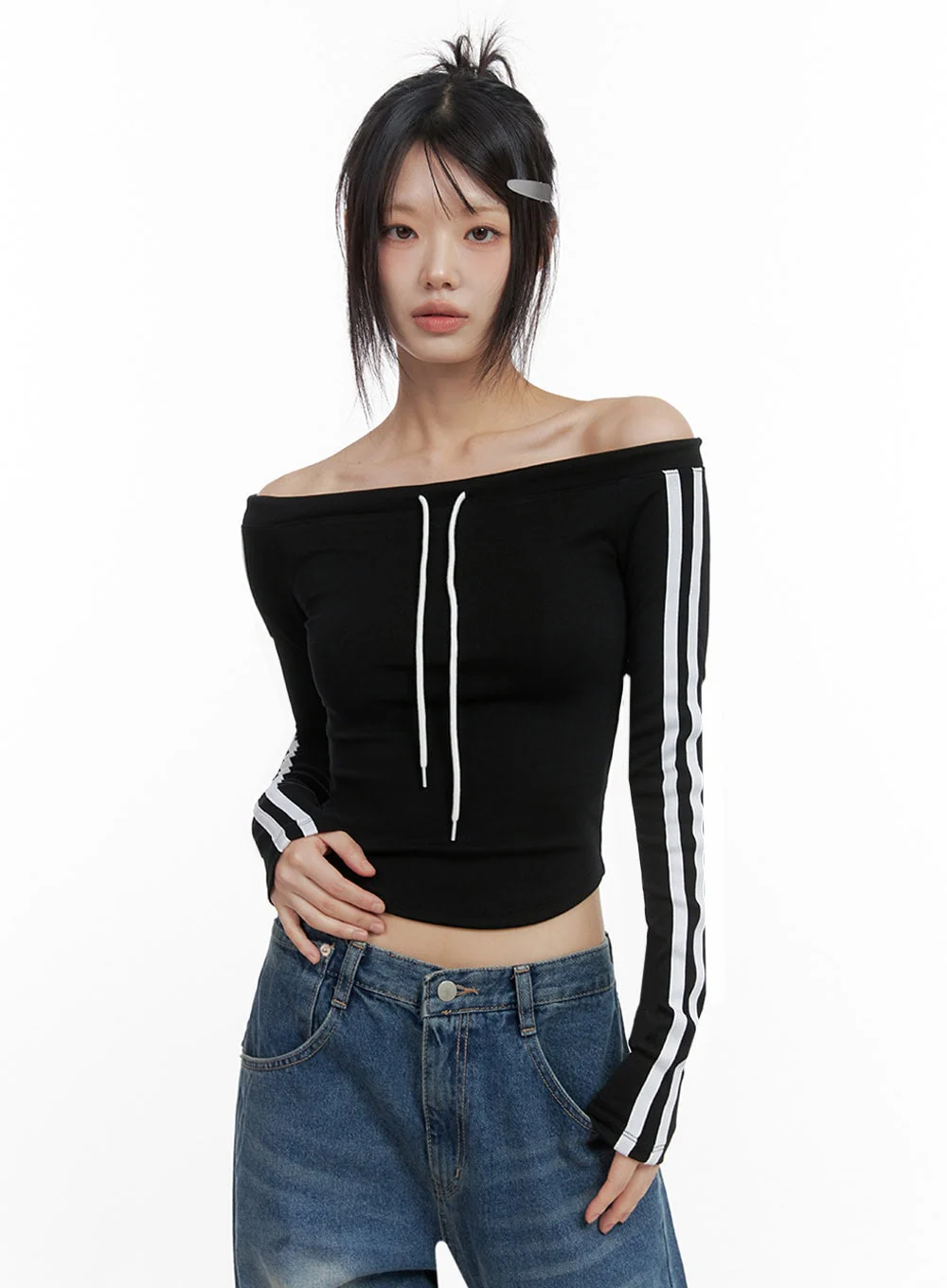 Off-Shoulder String Crop Top IO430 - Image 4