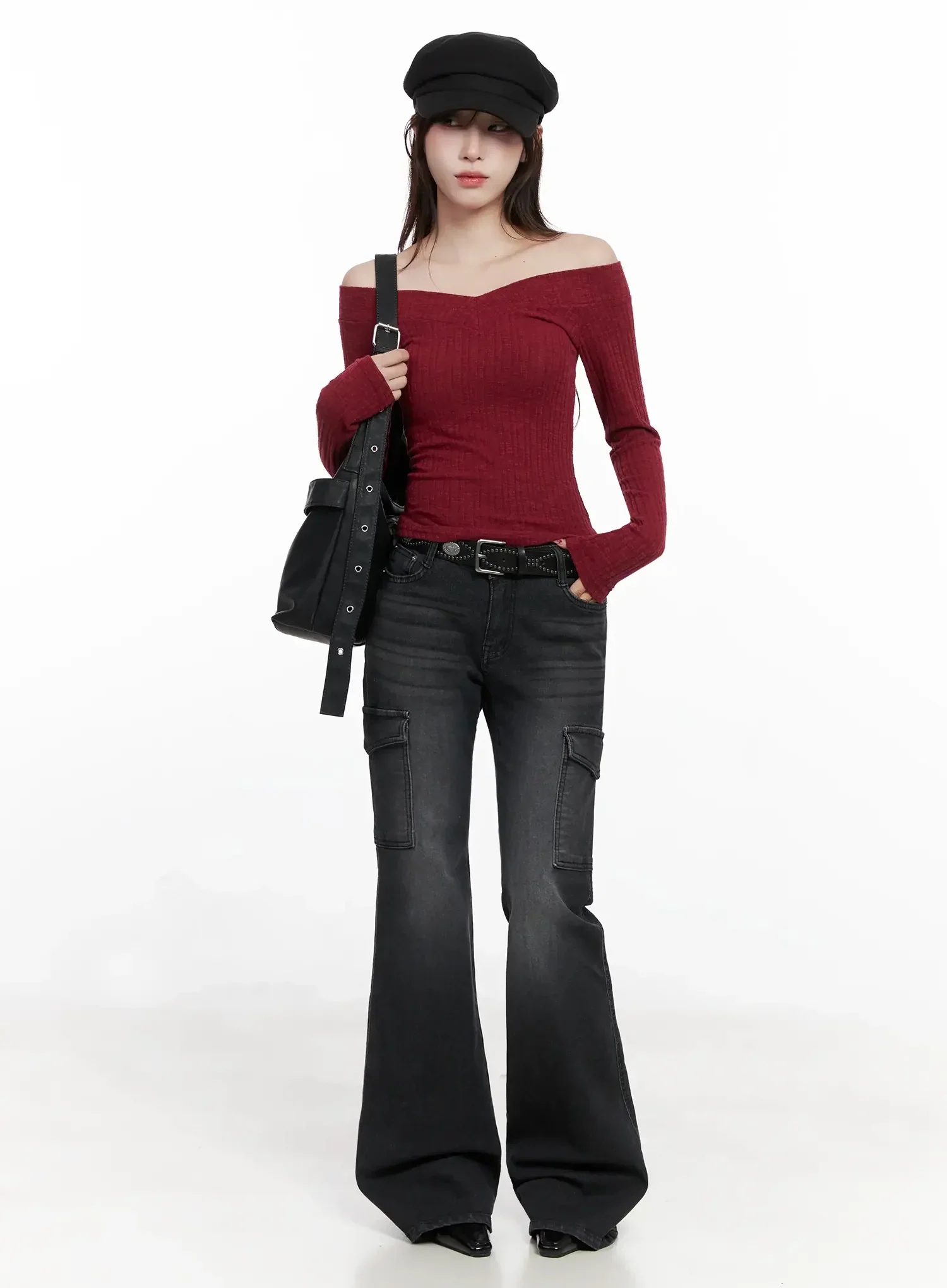 Off-Shoulder V-Neck Top IN503 - Image 2