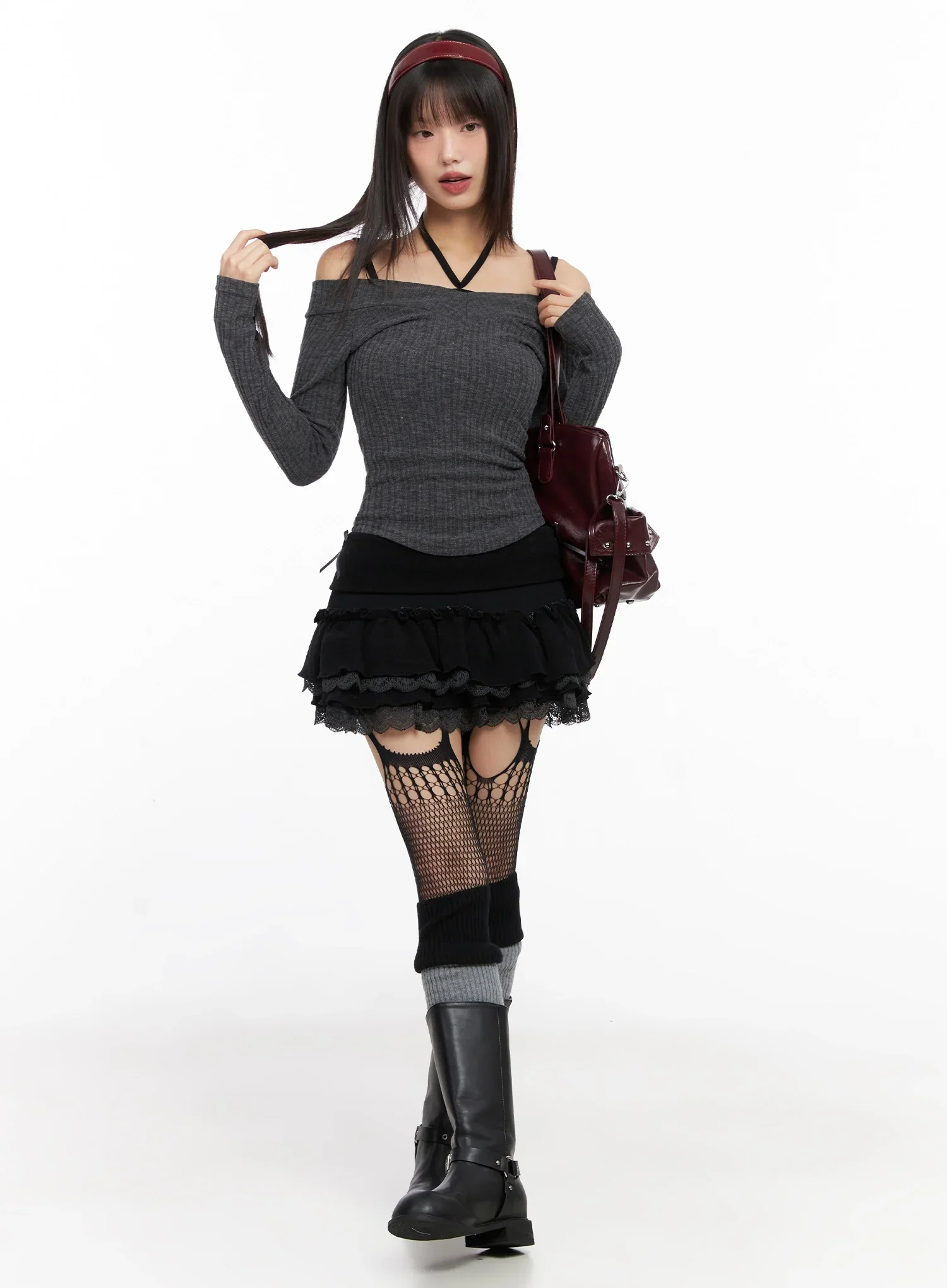 Off-Shoulder V-Neck Top IN503 - Image 3