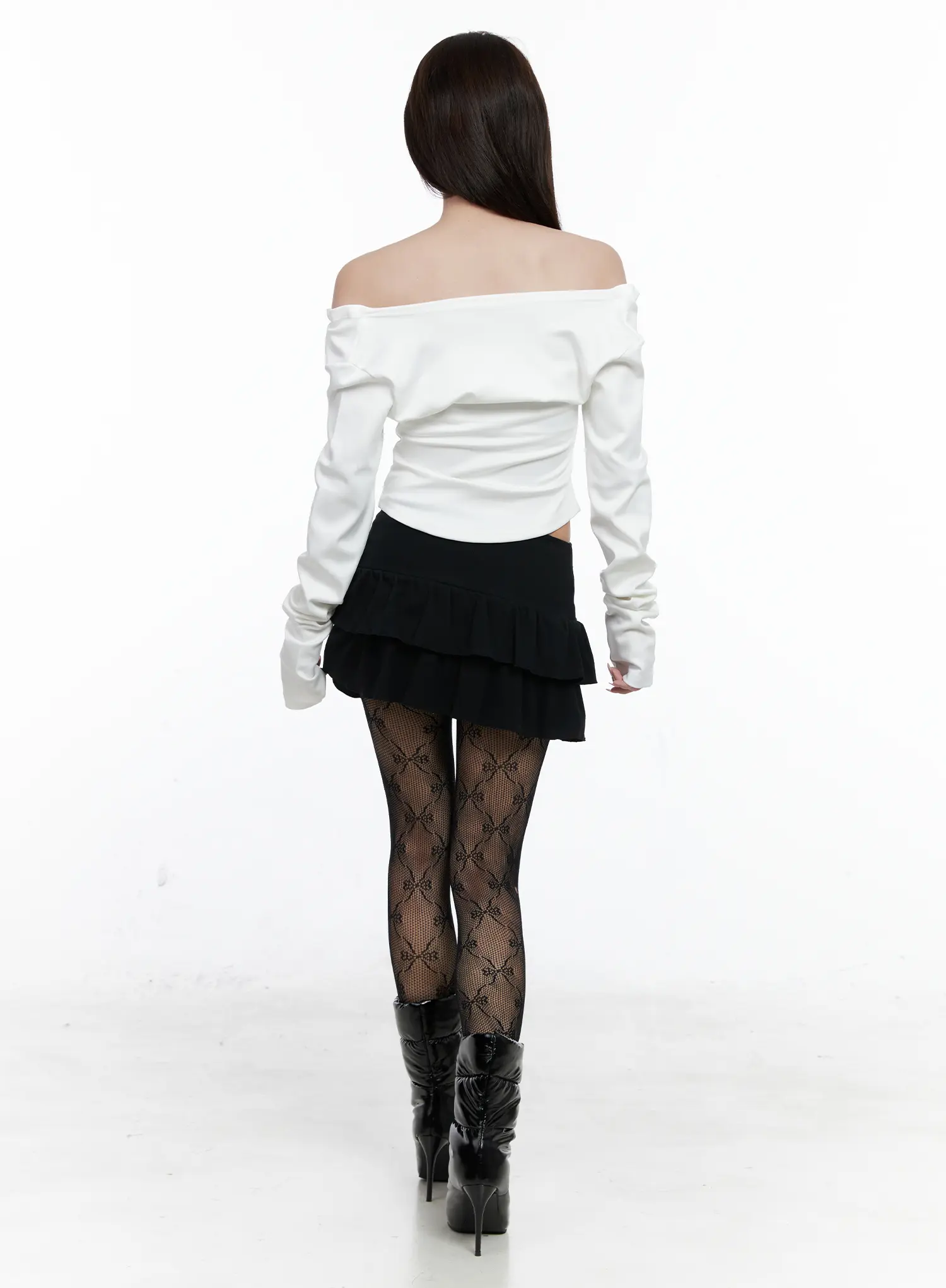 Off-Shoulder Zip-Up Crop Top CO520 - Image 4