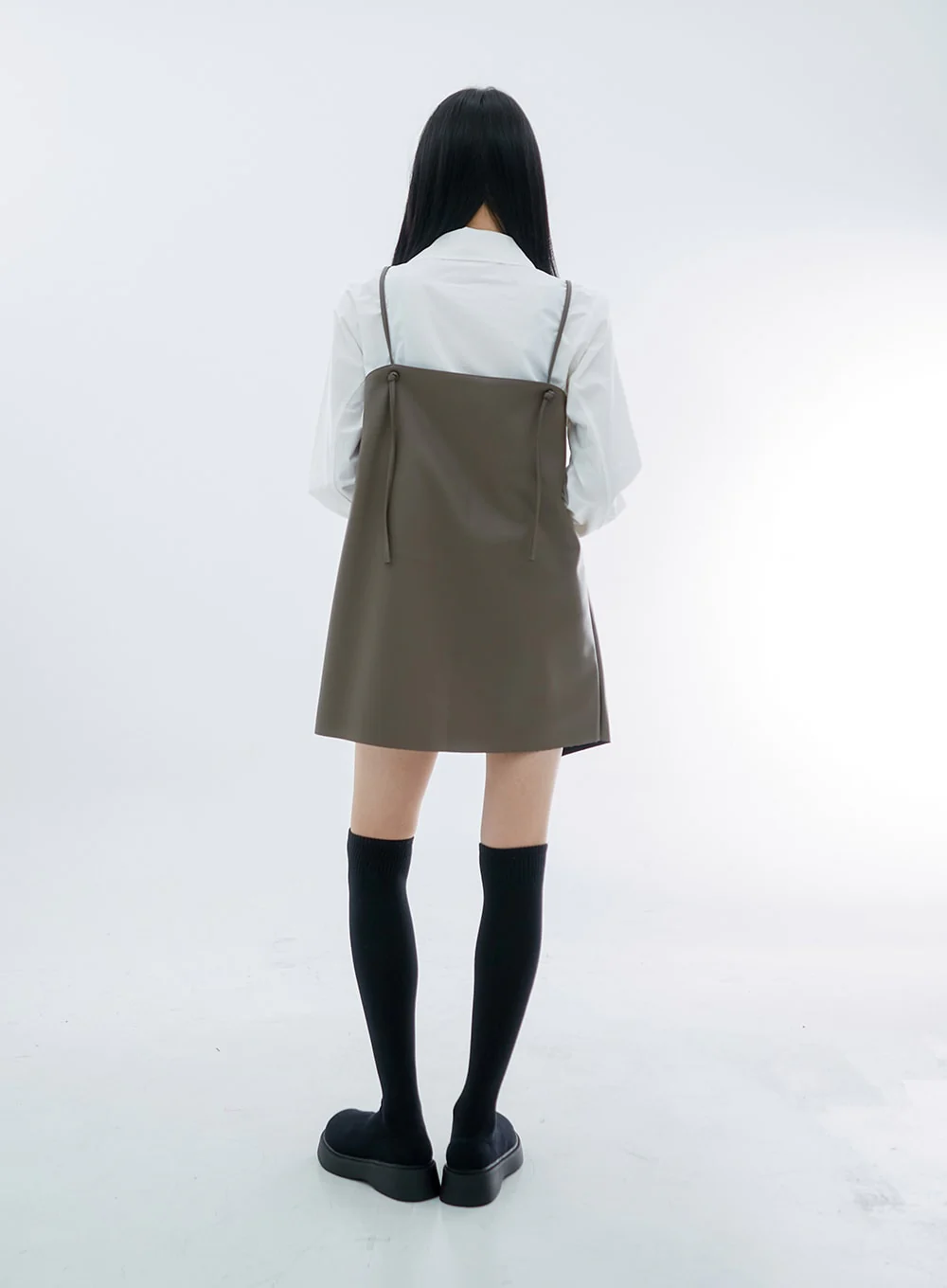 One Button Faux Leather Mini Dress OS29 - Image 6