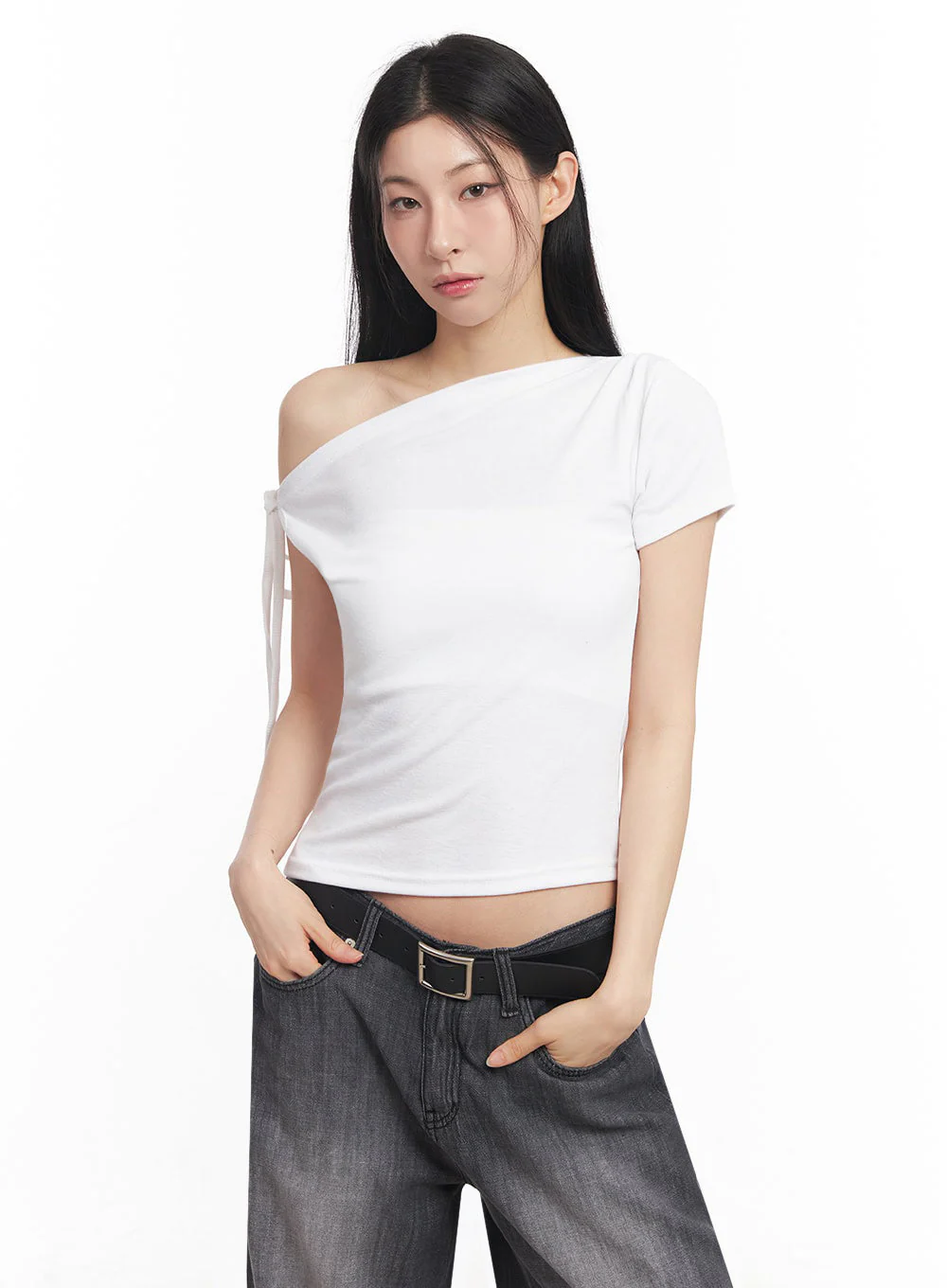 One-Shoulder Ribbon Top IY529 - Image 2