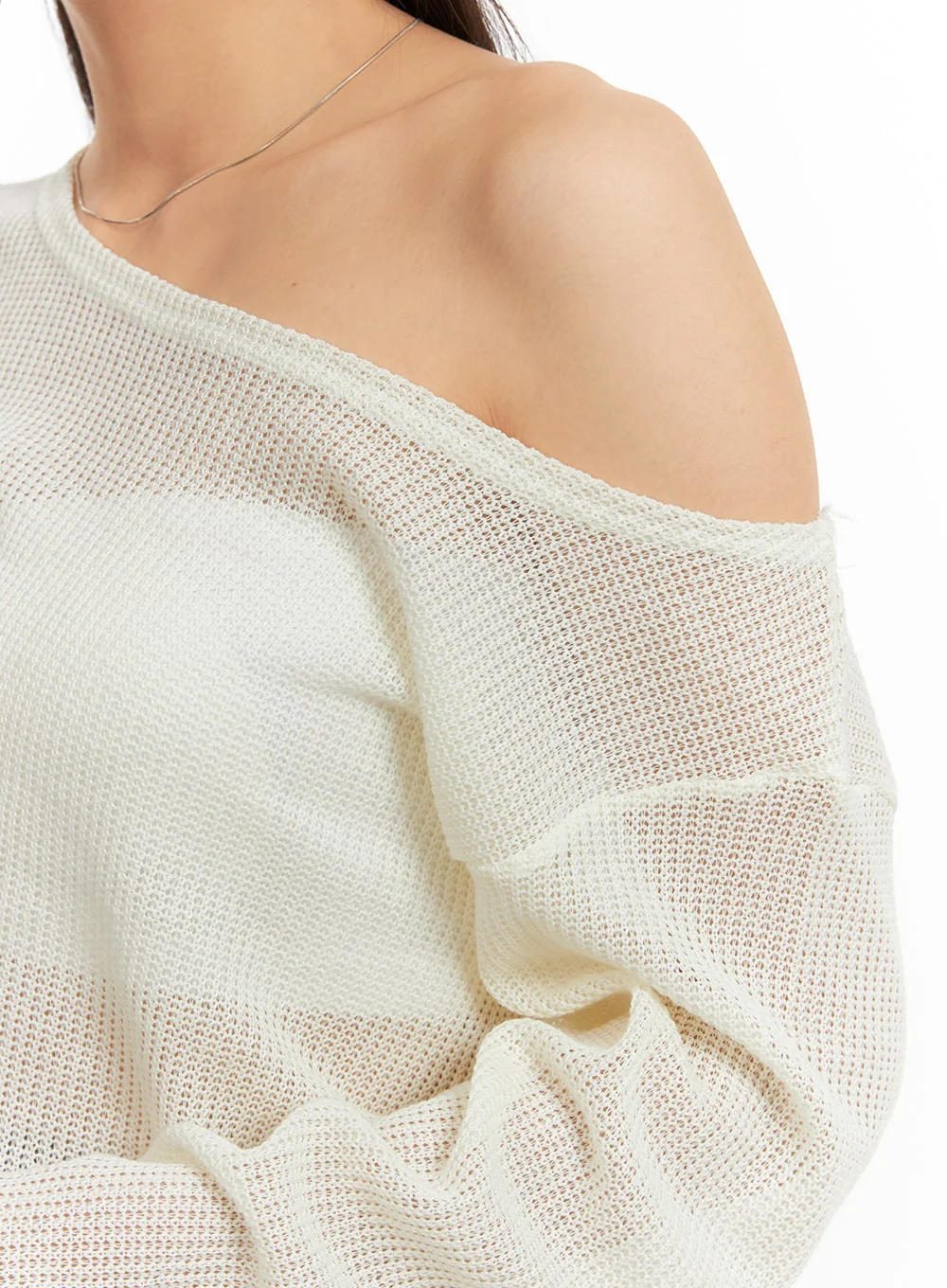 One Shoulder Sheer Sweater OA429 - Image 4
