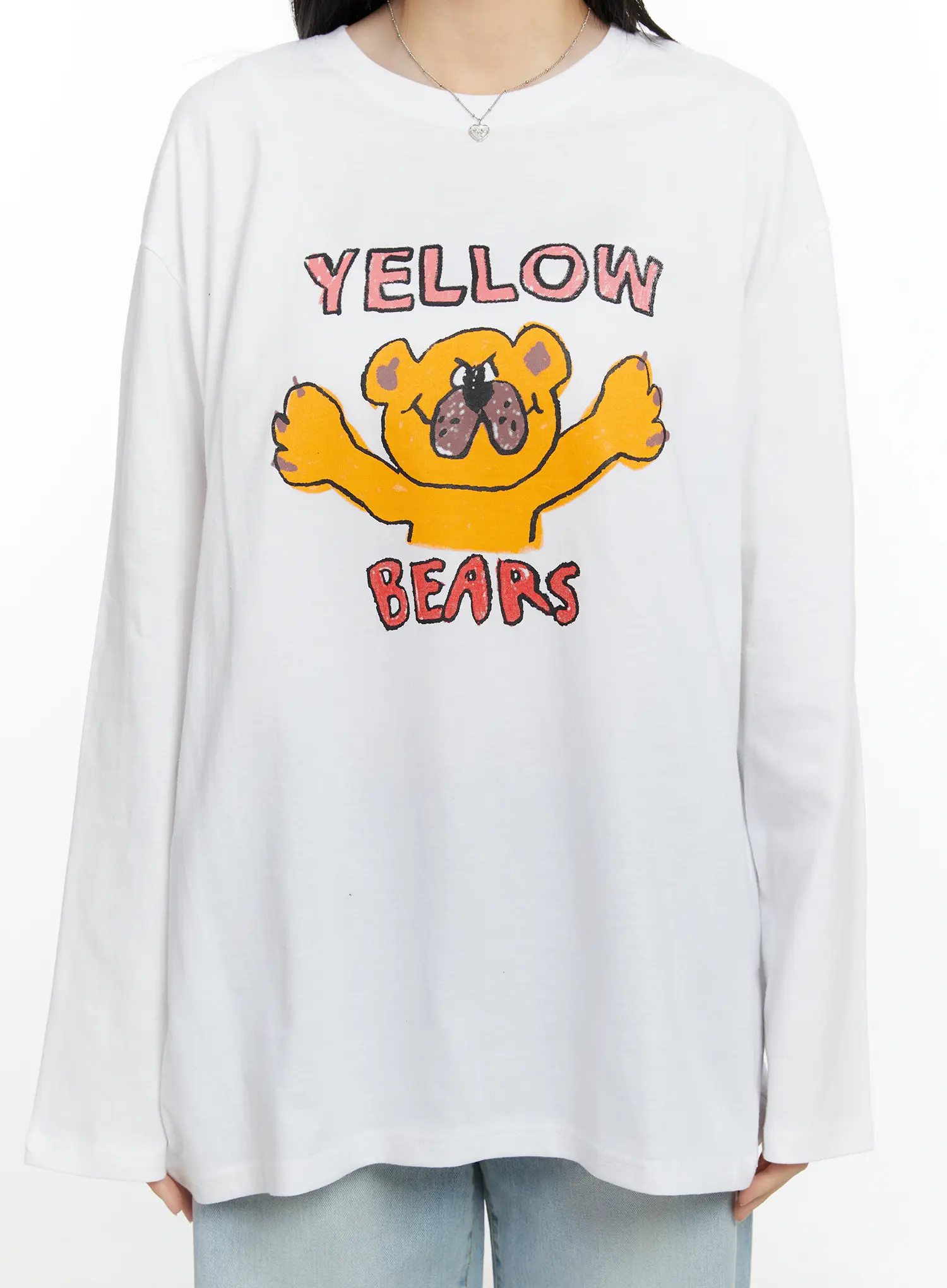Overfit Yellow Bears Graphic Long Sleeve Shirt F502 - Image 4