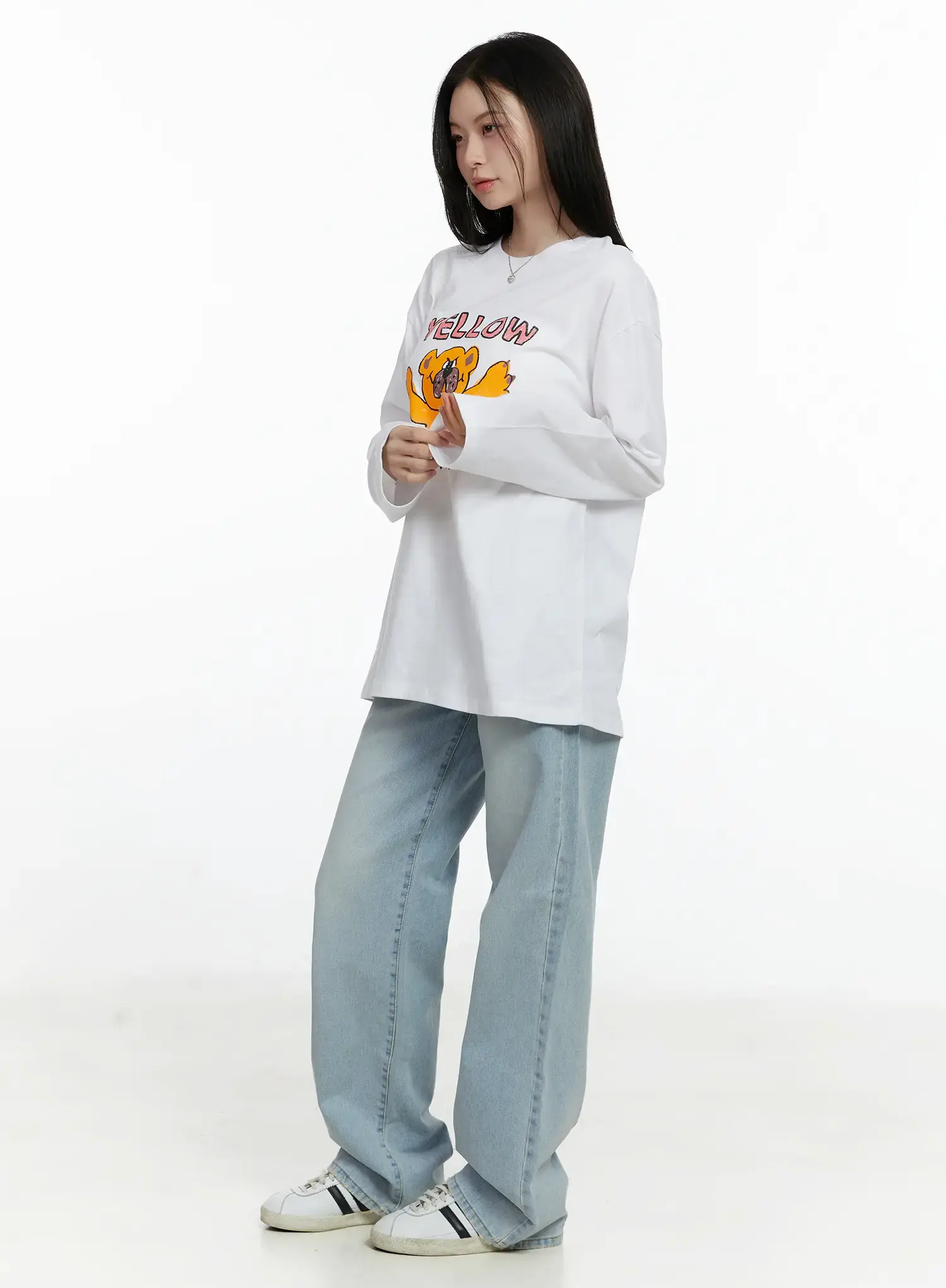 Overfit Yellow Bears Graphic Long Sleeve Shirt F502 - Image 7