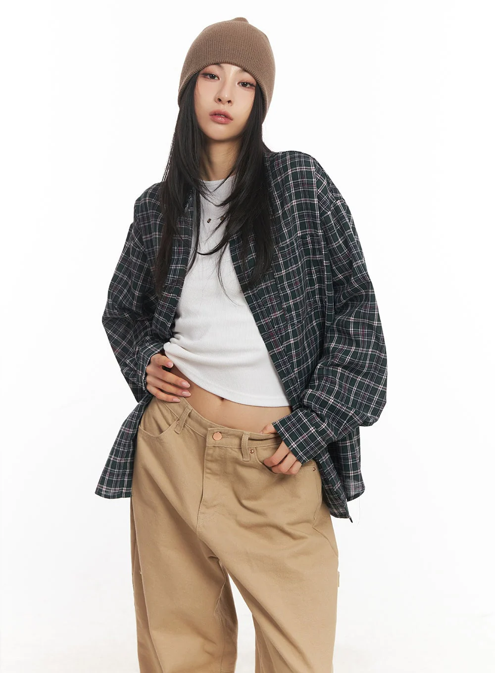 Oversize Checkered Collared Shirt CA504 - Image 3