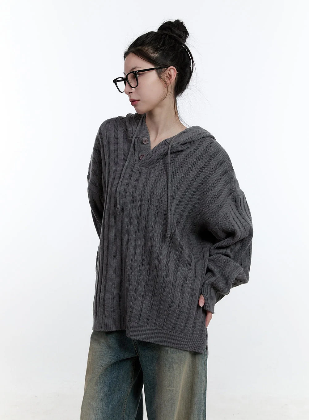 Oversize Ribbed Hooded Sweater CJ522 - Image 6