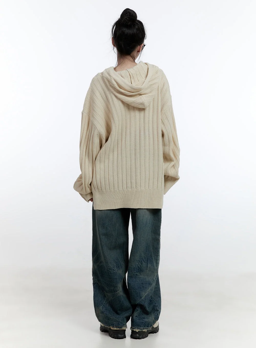 Oversize Ribbed Hooded Sweater CJ522 - Image 8