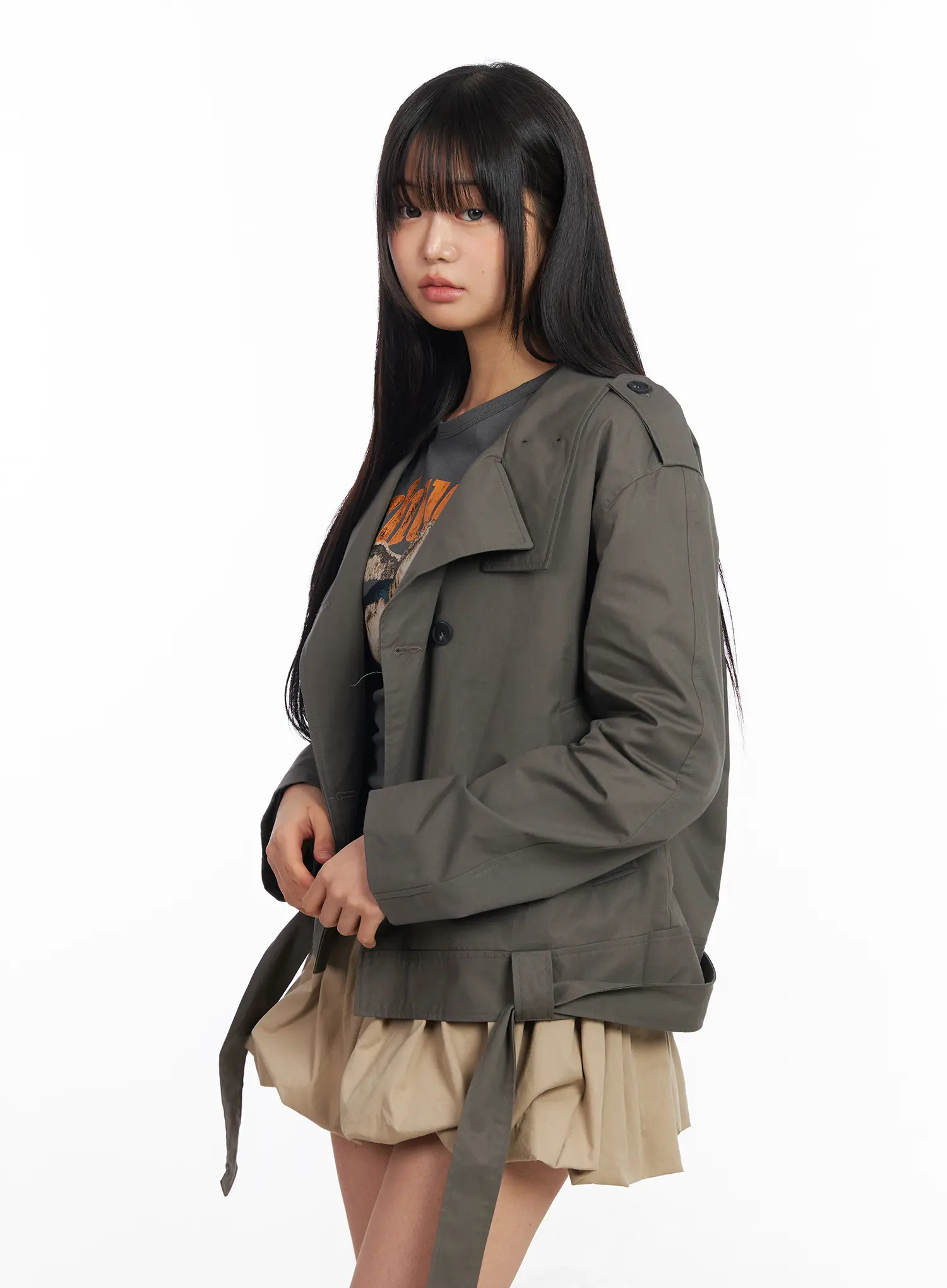 Oversized Belted Trench Jacket CF504 - Image 2
