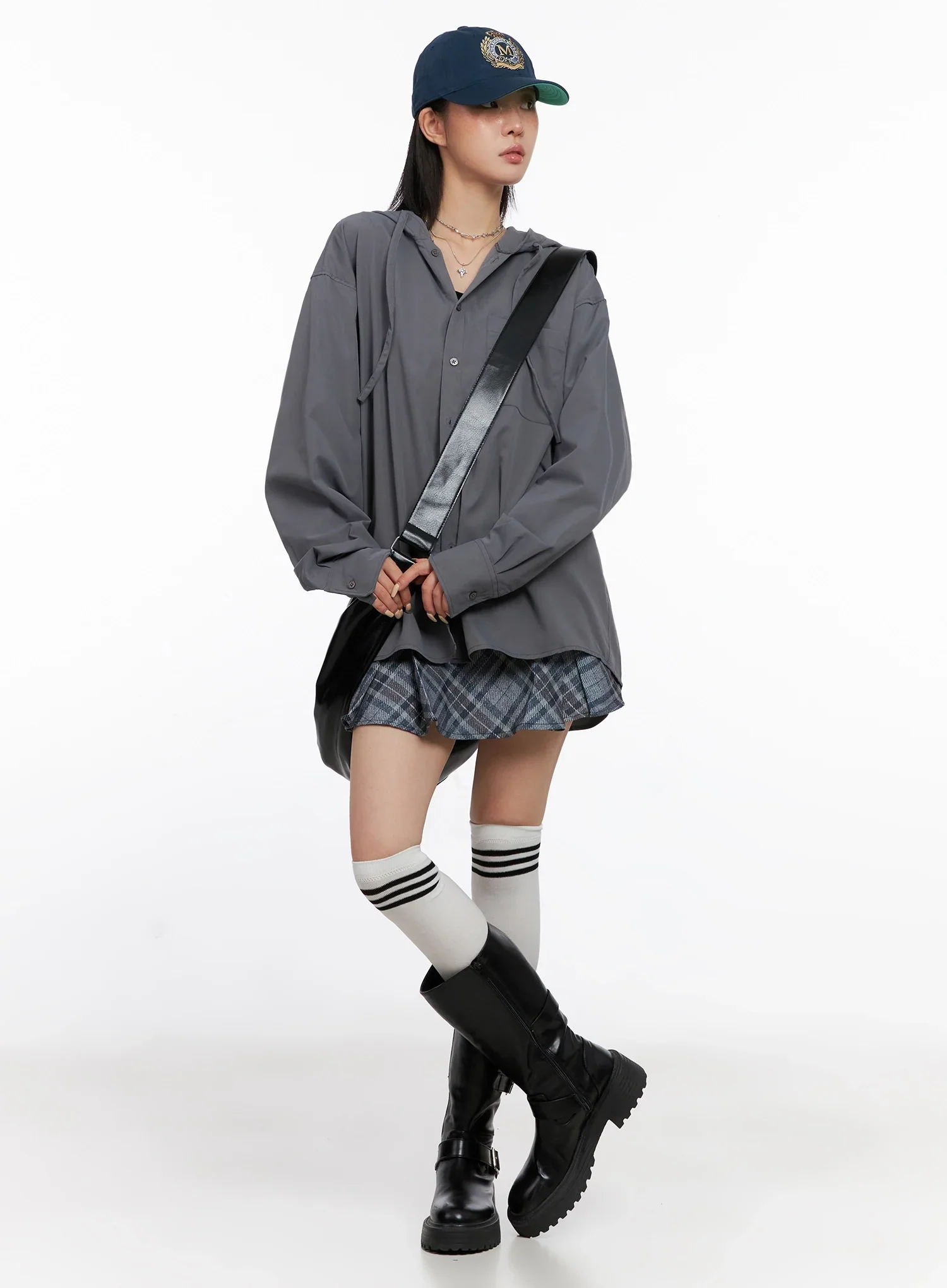 Oversized Button Up Hoodie Jacket IS508 - Image 2