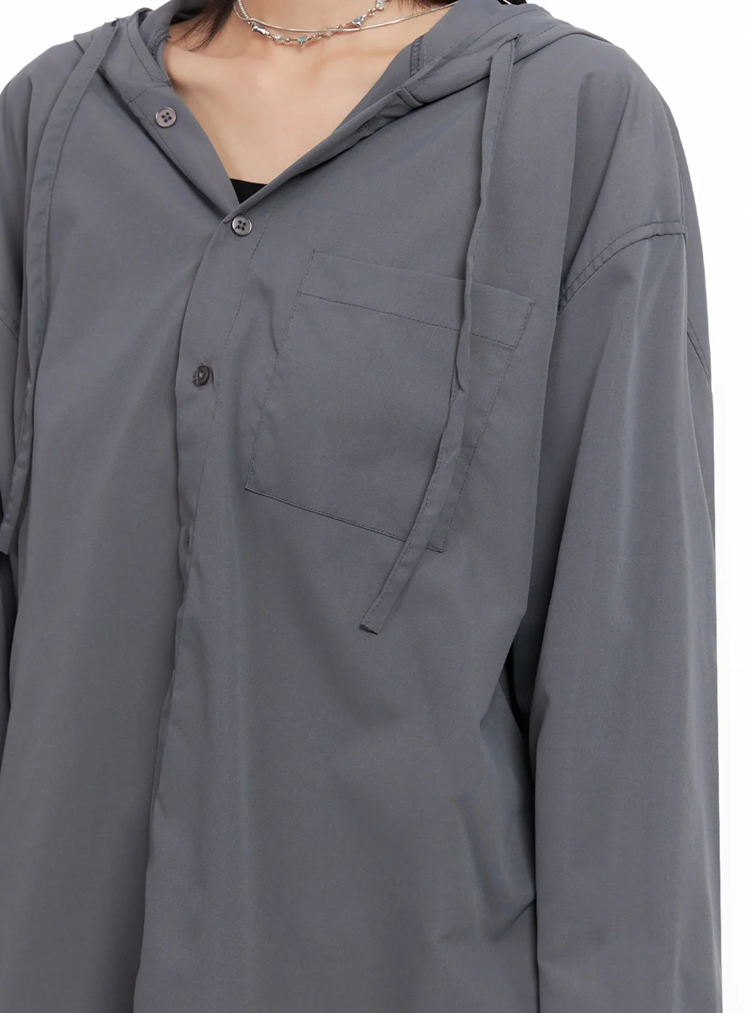 Oversized Button Up Hoodie Jacket IS508 - Image 3