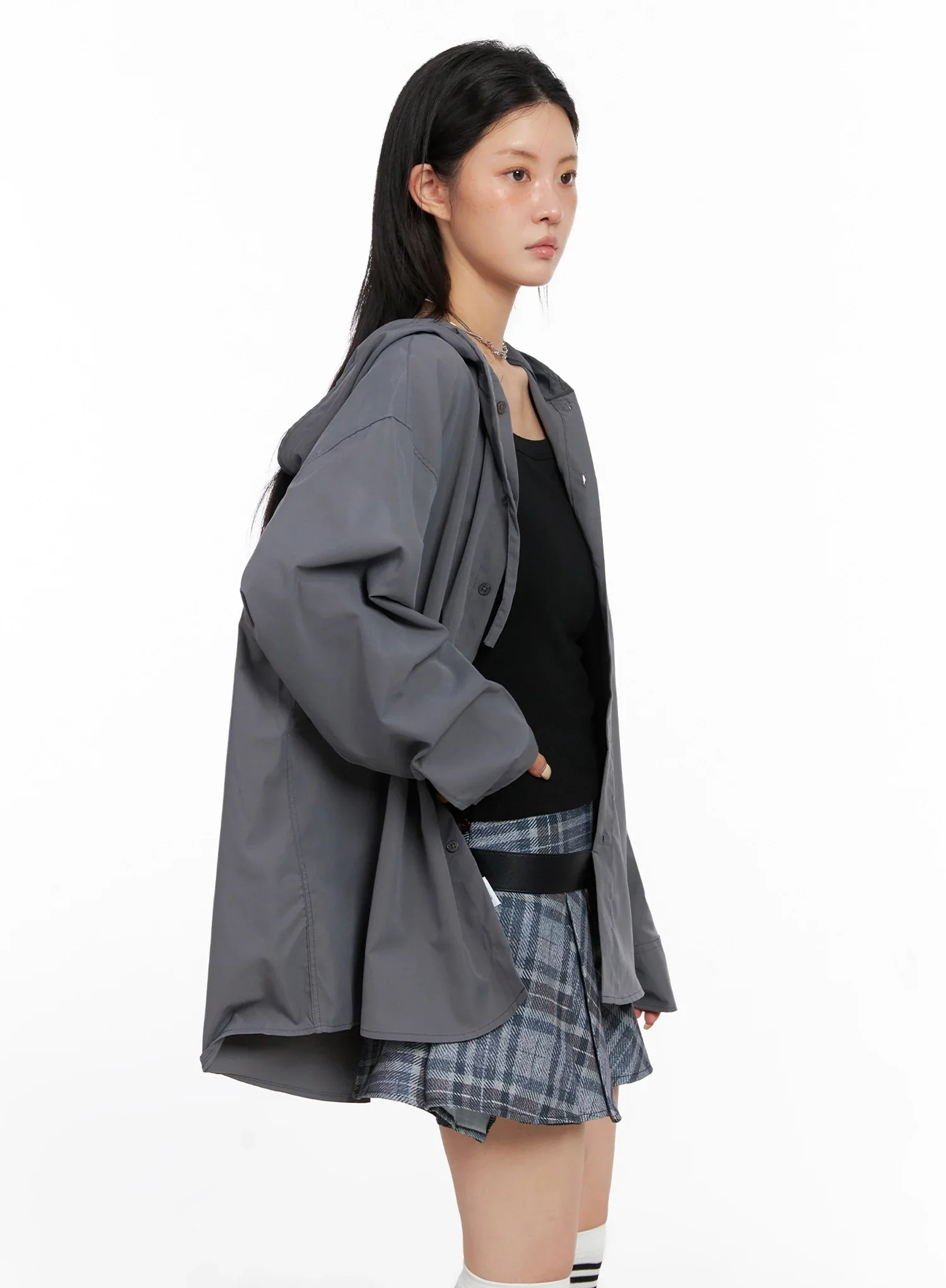 Oversized Button Up Hoodie Jacket IS508 - Image 6
