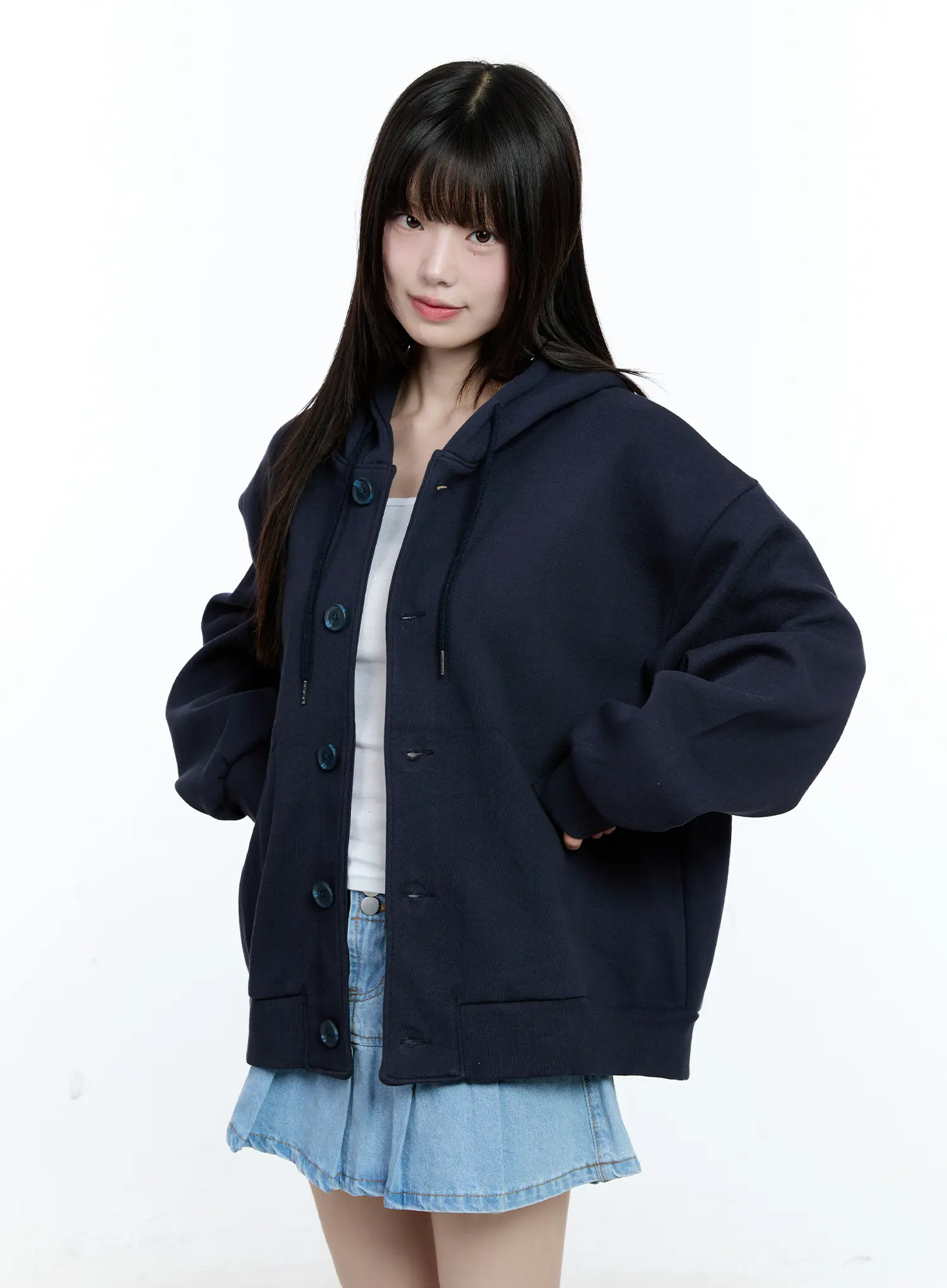 Oversized Buttoned Hoodie CG511 - Image 2