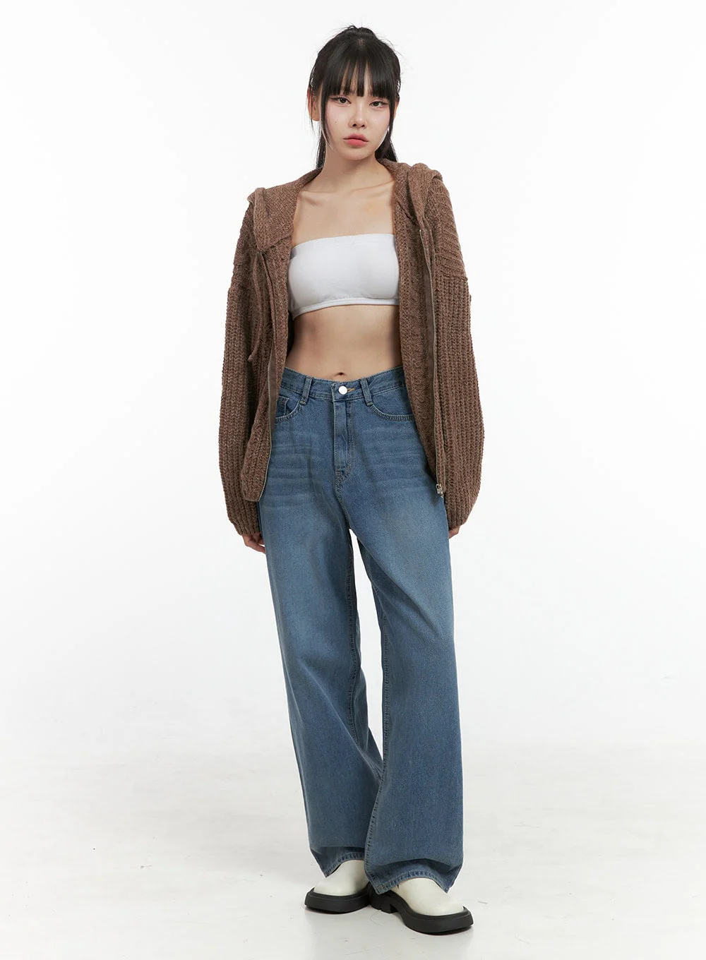 Oversized Cable Knit Hooded Sweater OS410 - Image 3