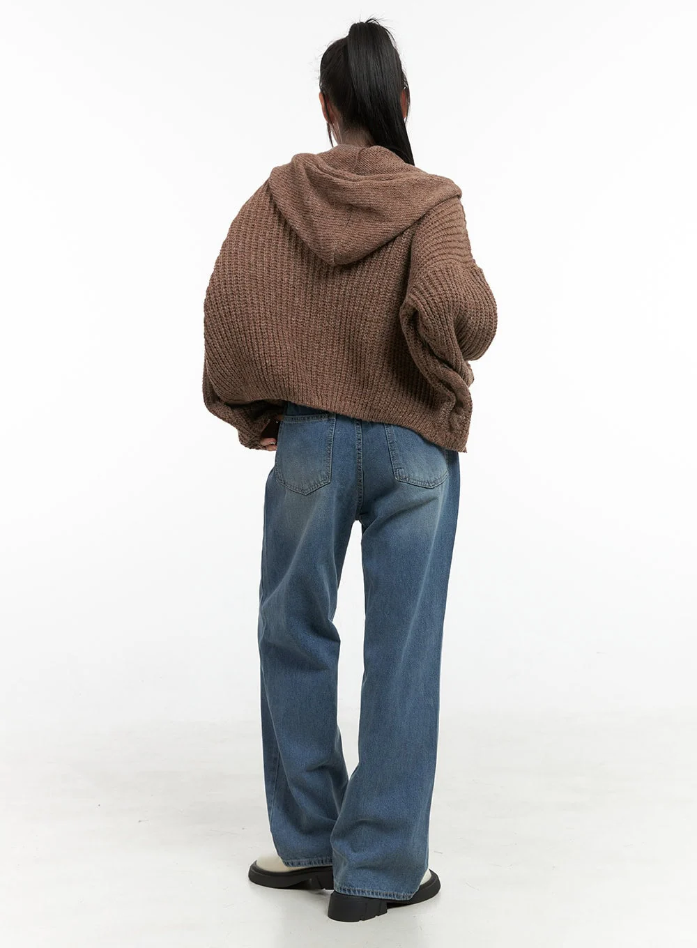Oversized Cable Knit Hooded Sweater OS410 - Image 4