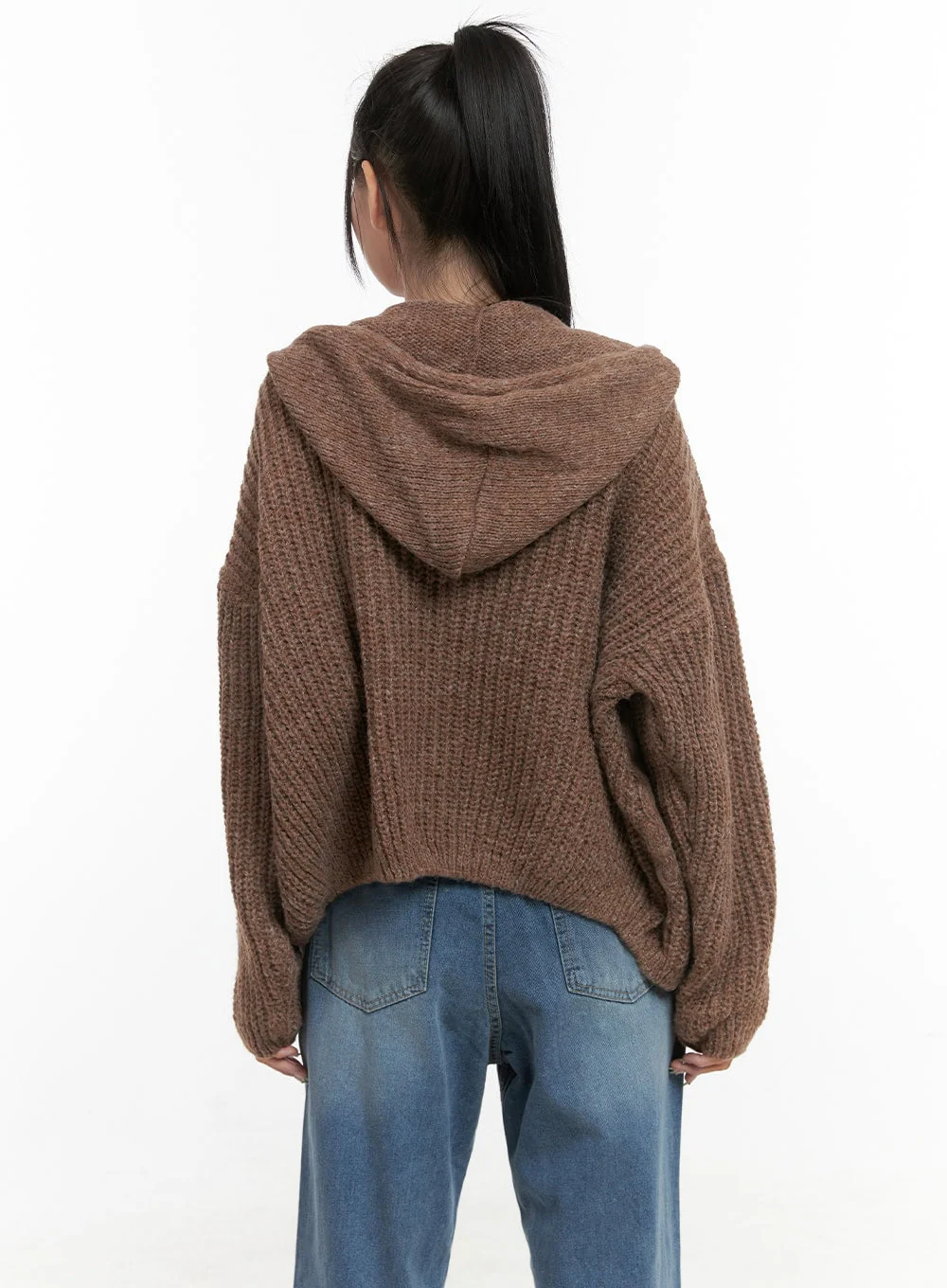 Oversized Cable Knit Hooded Sweater OS410 - Image 7