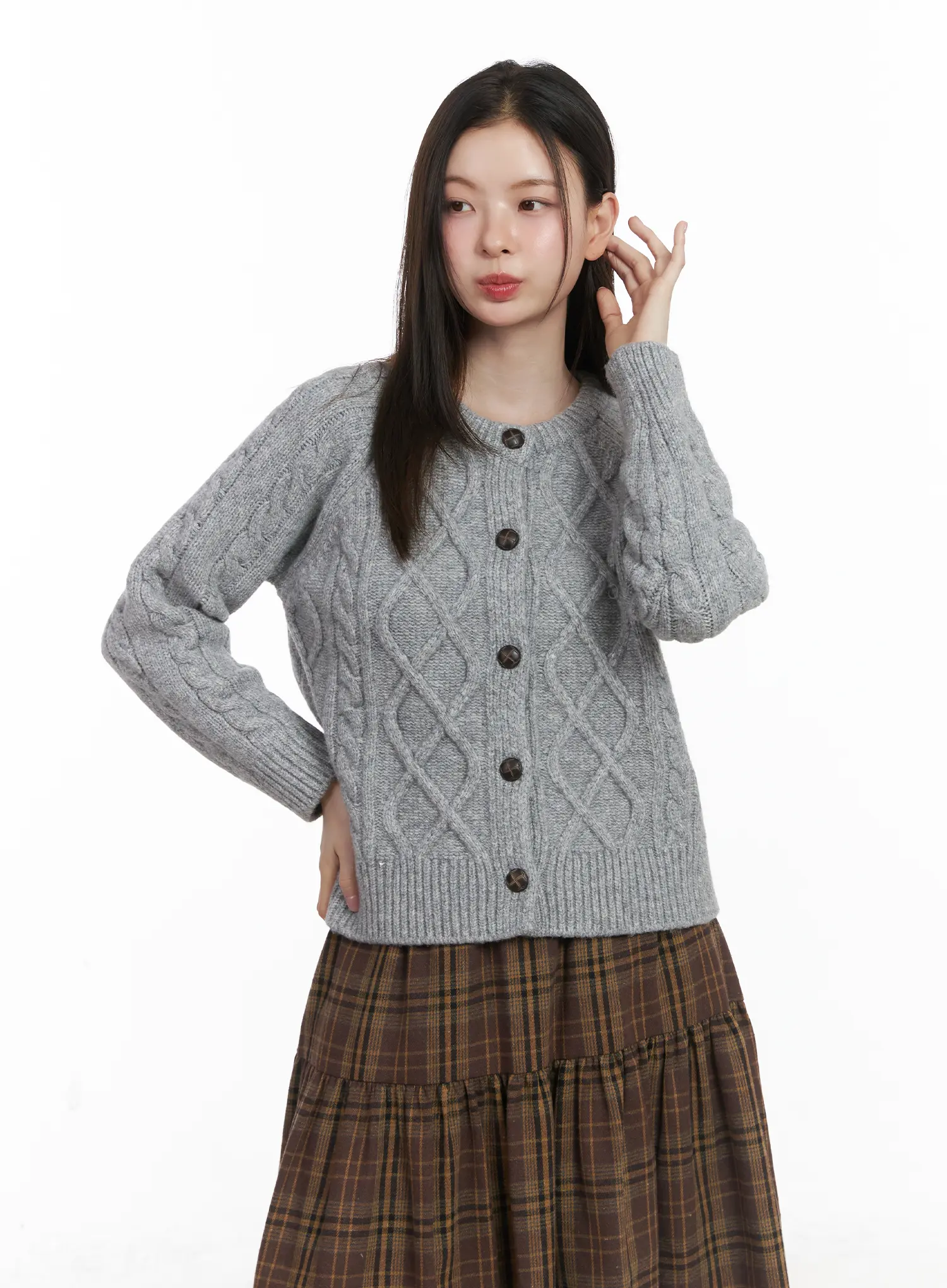 Oversized Chunky Cable Knit Cardigan CJ506 - Image 11