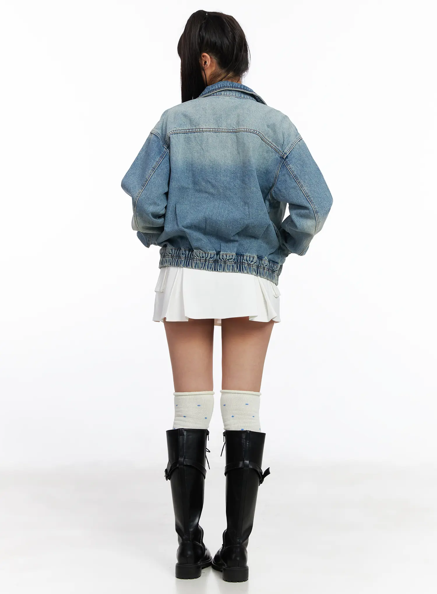Oversized Collar Denim Jacket CF506 - Image 8