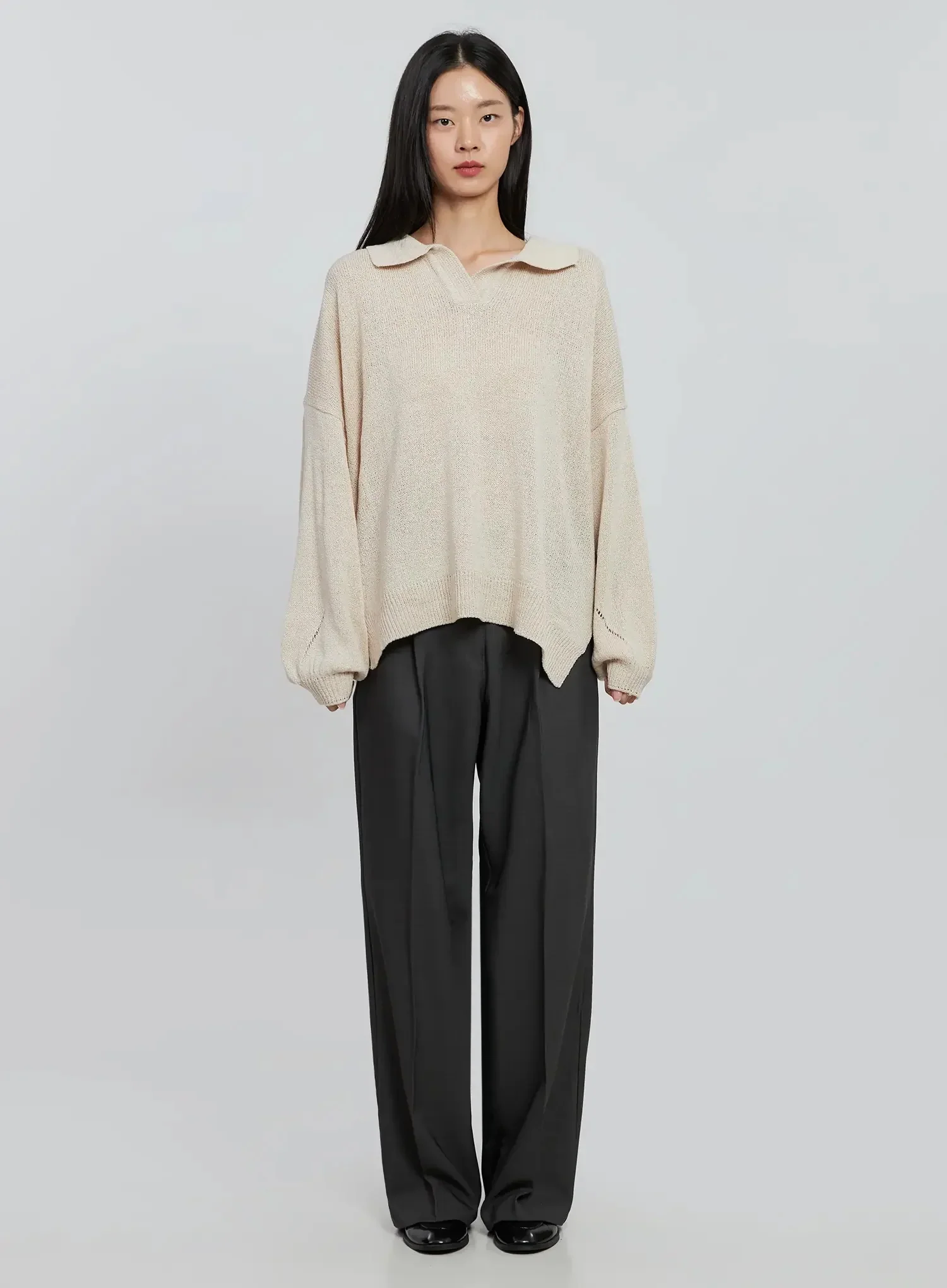 Oversized Collar Knit Top IN507 - Image 5