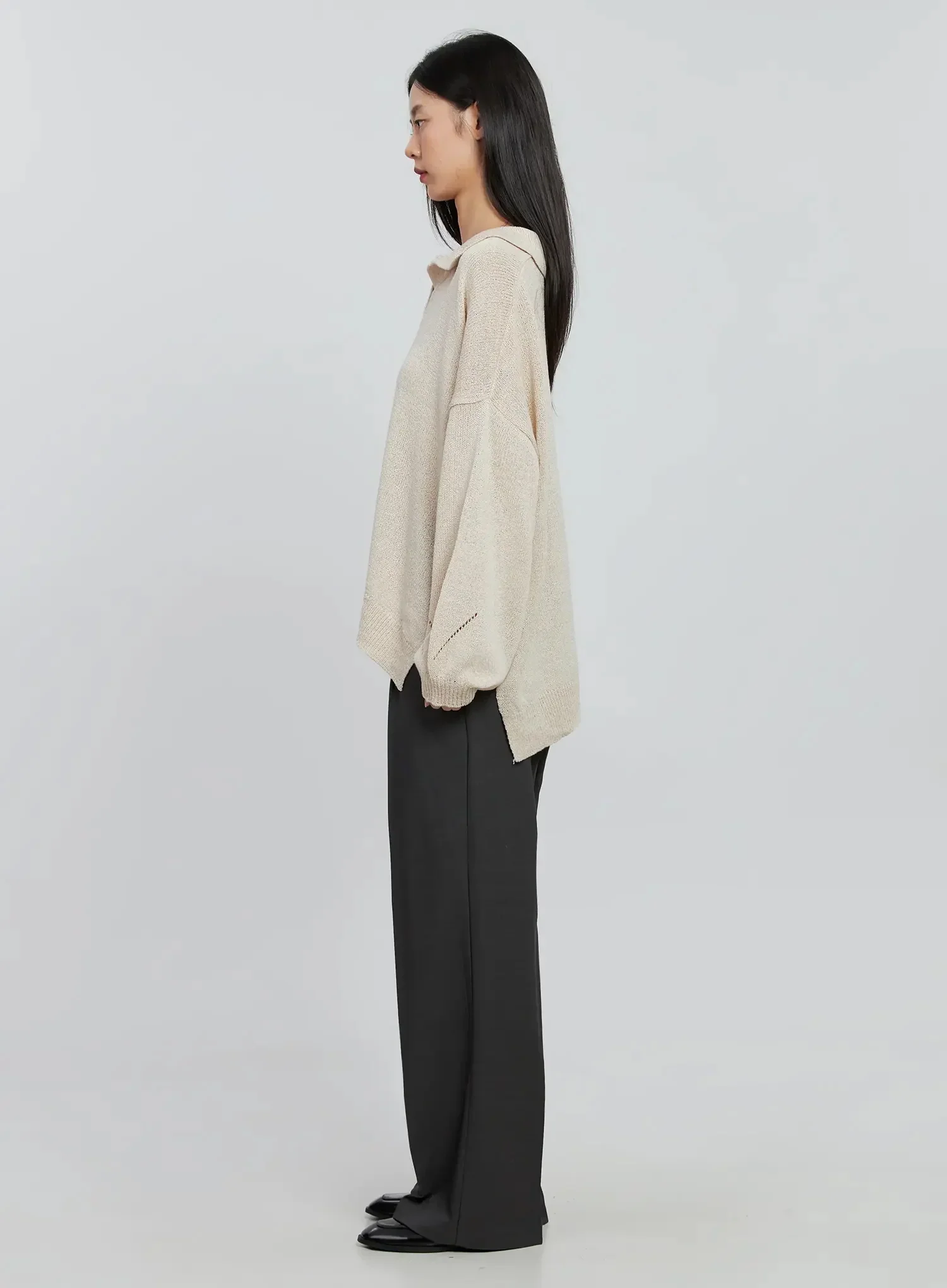 Oversized Collar Knit Top IN507 - Image 7