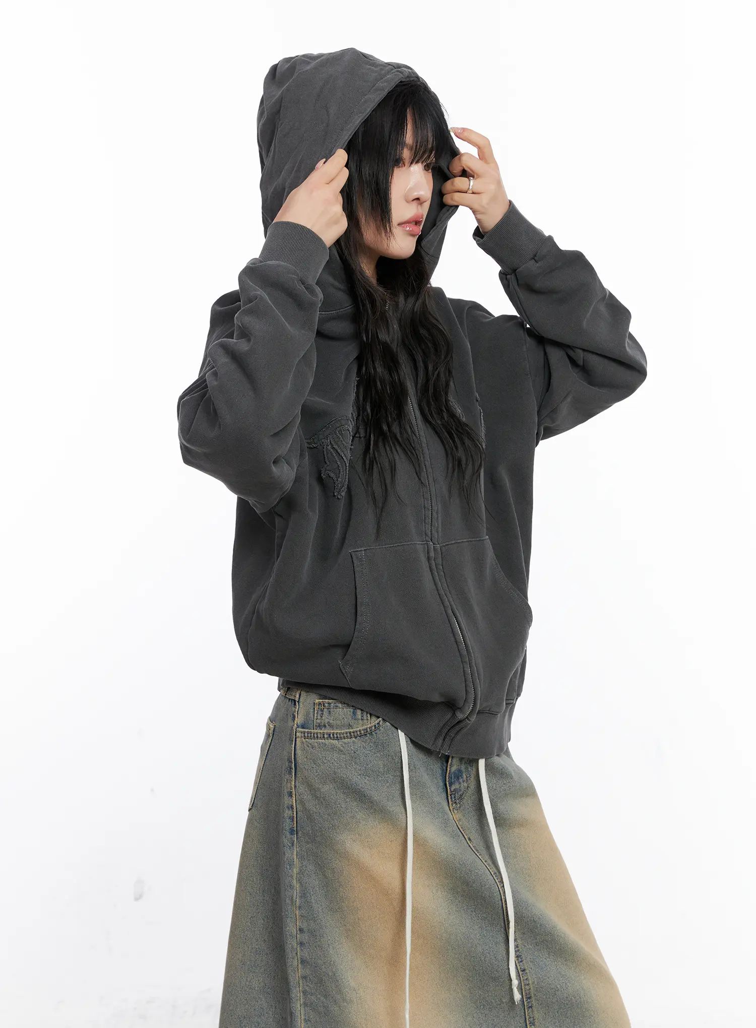 Oversized Cotton Zip-Up Hoodie CS524 - Image 11