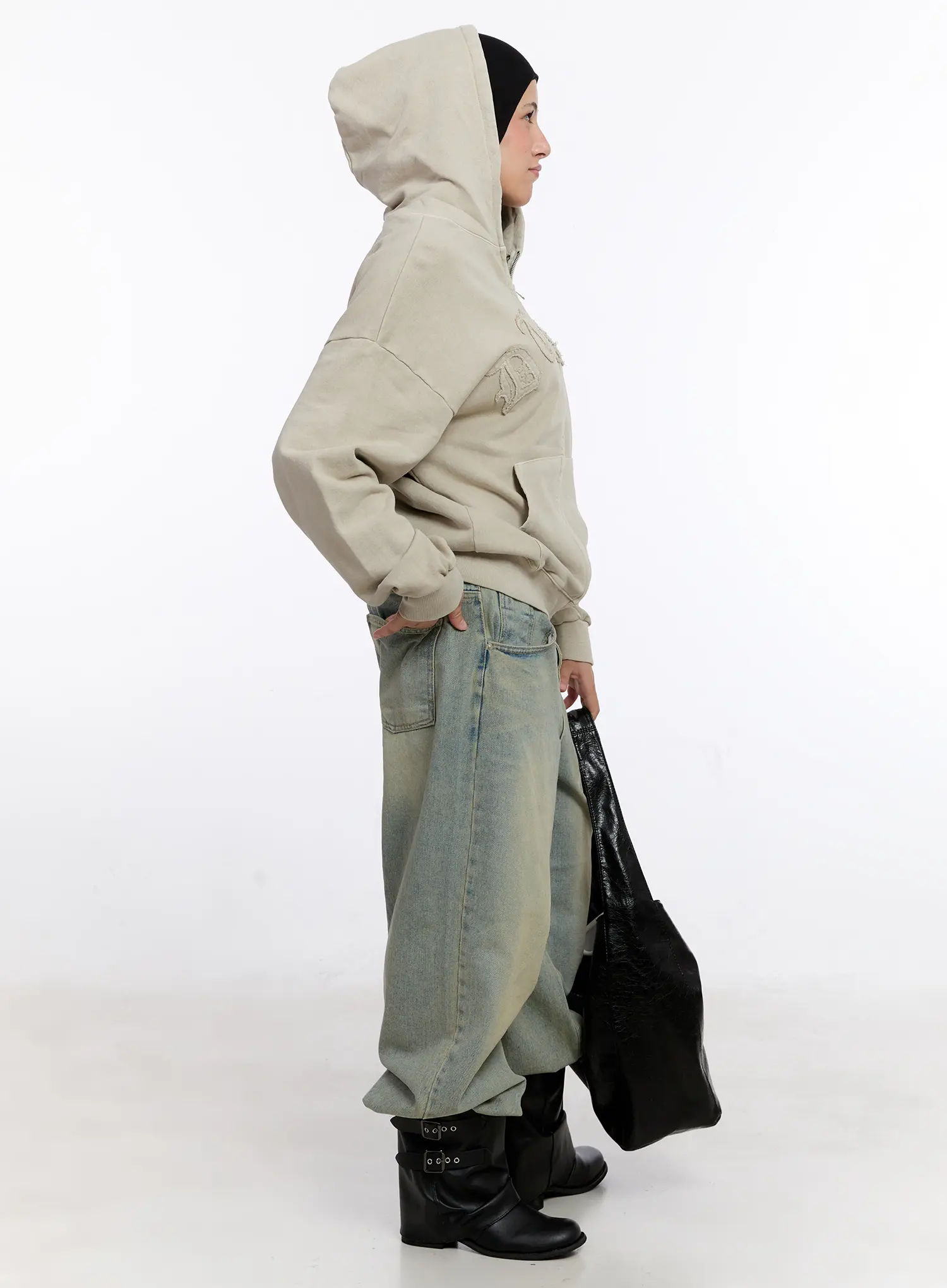 Oversized Cotton Zip-Up Hoodie CS524 - Image 3