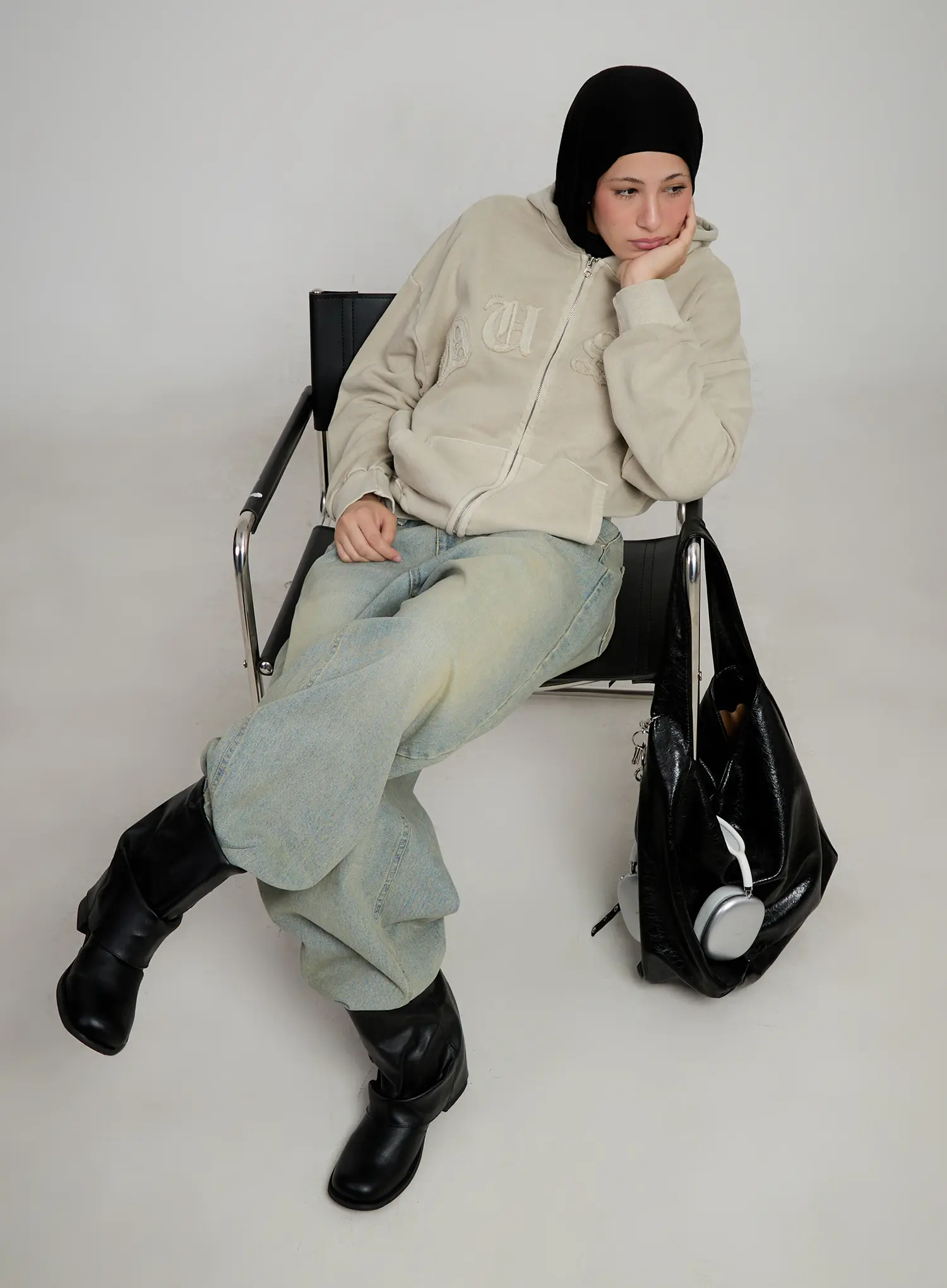 Oversized Cotton Zip-Up Hoodie CS524 - Image 8