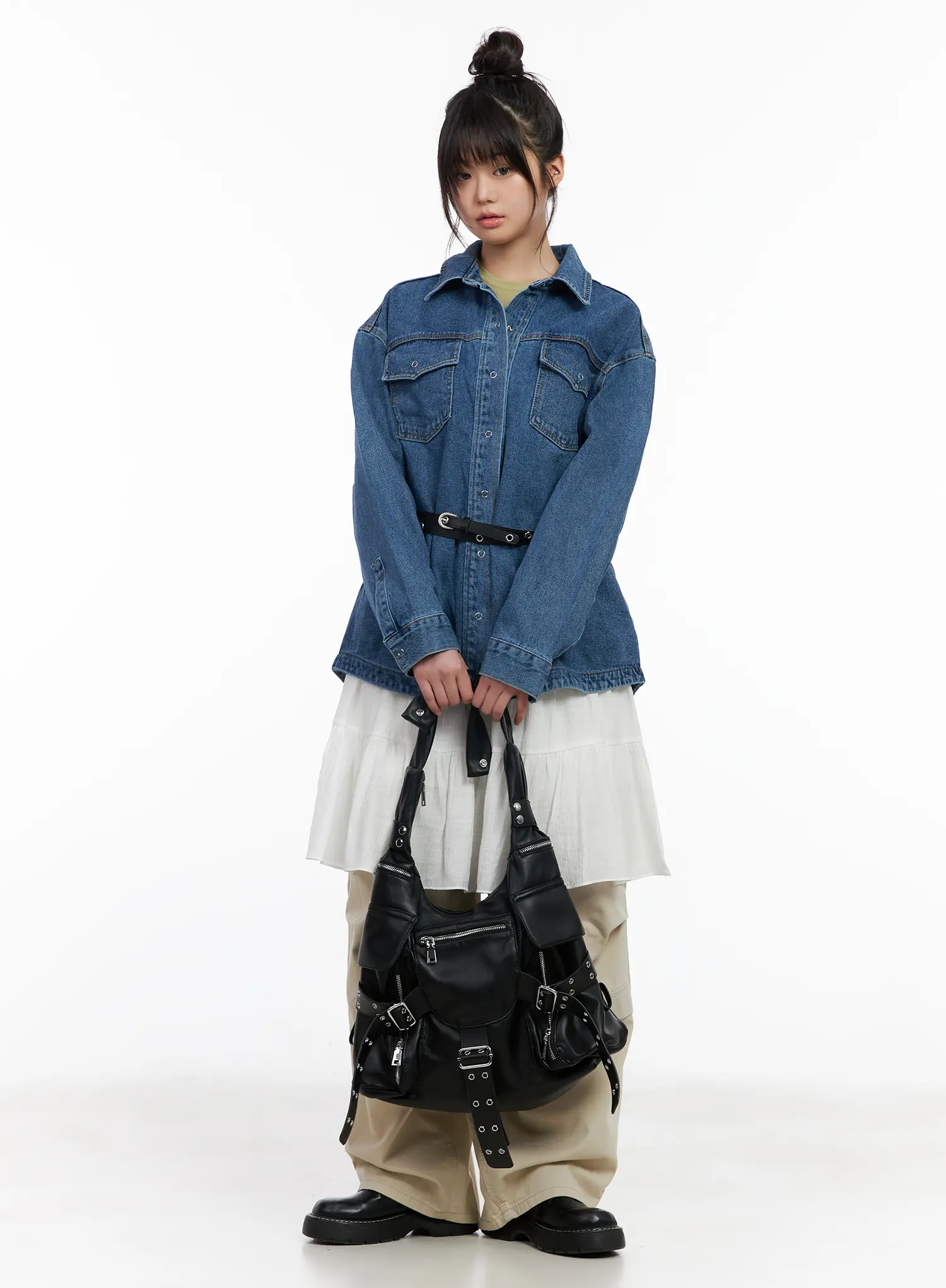 Oversized Denim Buttoned Jacket CM512 - Image 6