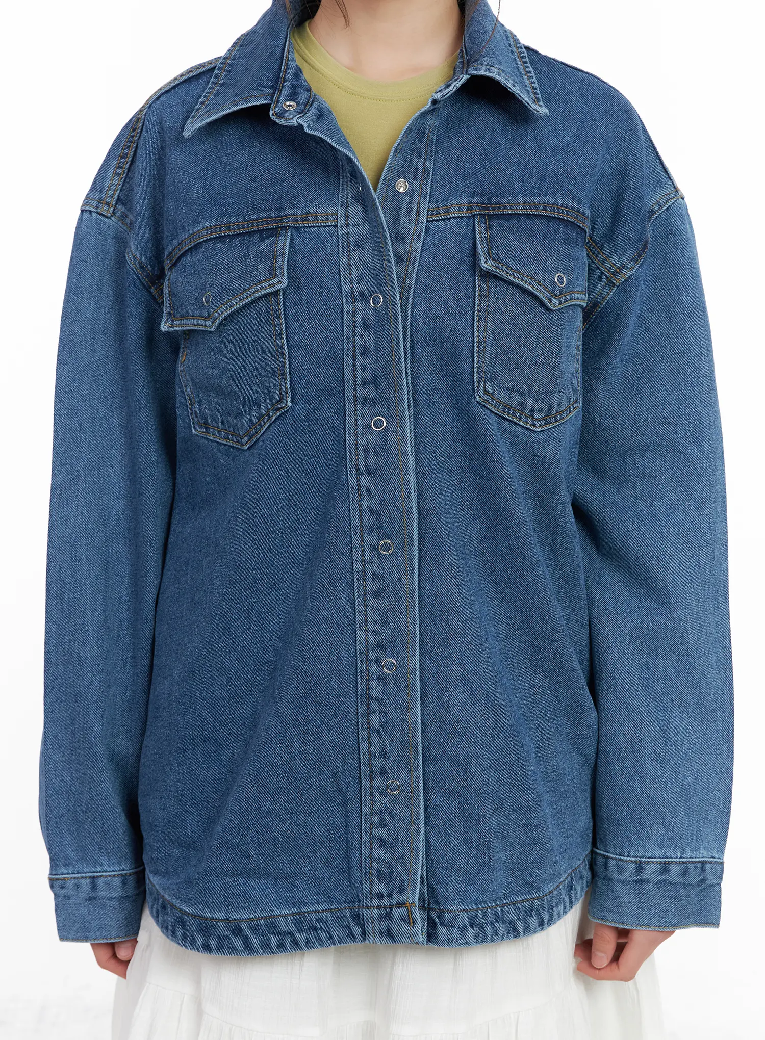 Oversized Denim Buttoned Jacket CM512 - Image 7