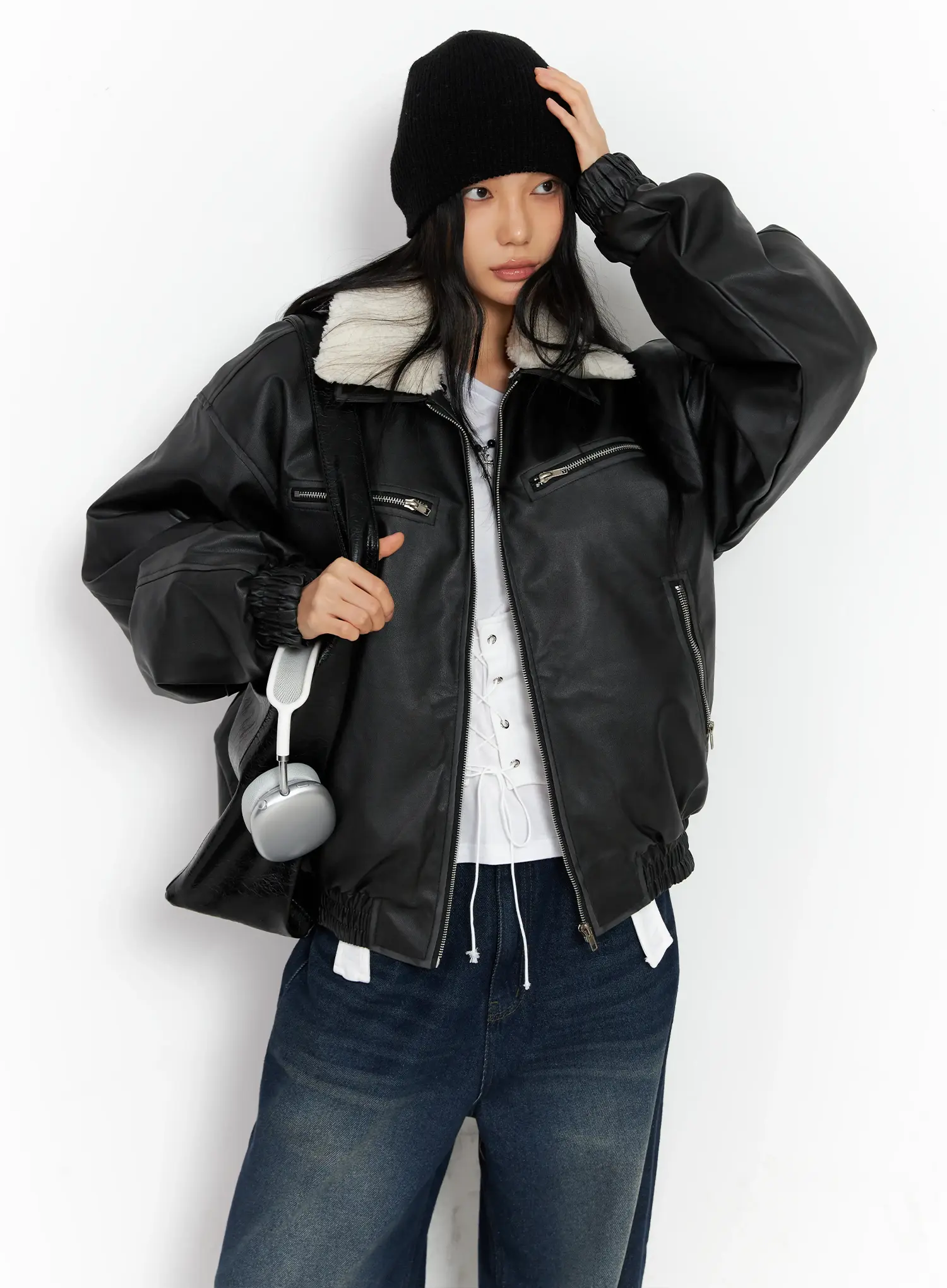 Oversized Faux Fur Collar Jacket CO528