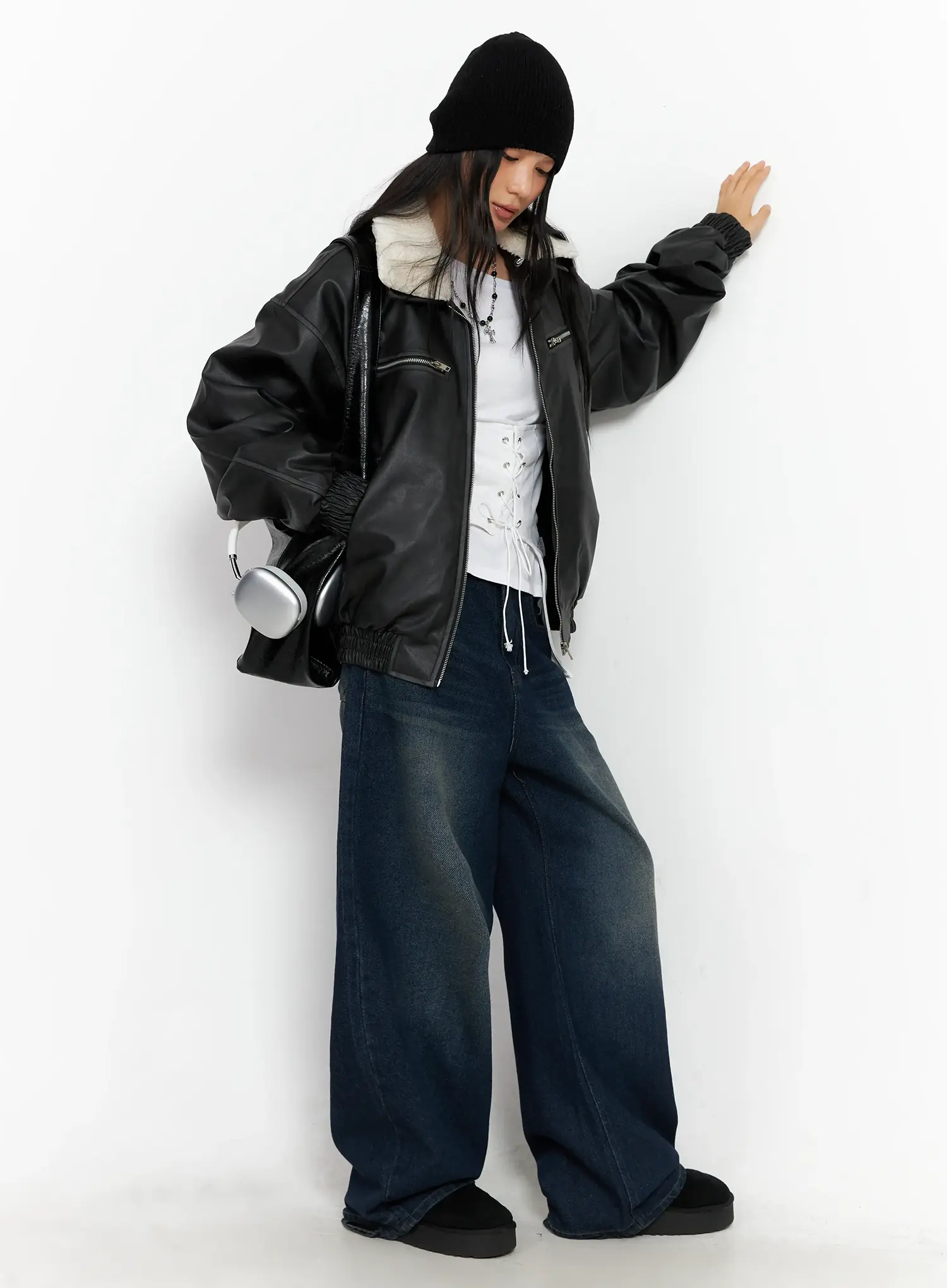 Oversized Faux Fur Collar Jacket CO528 - Image 11