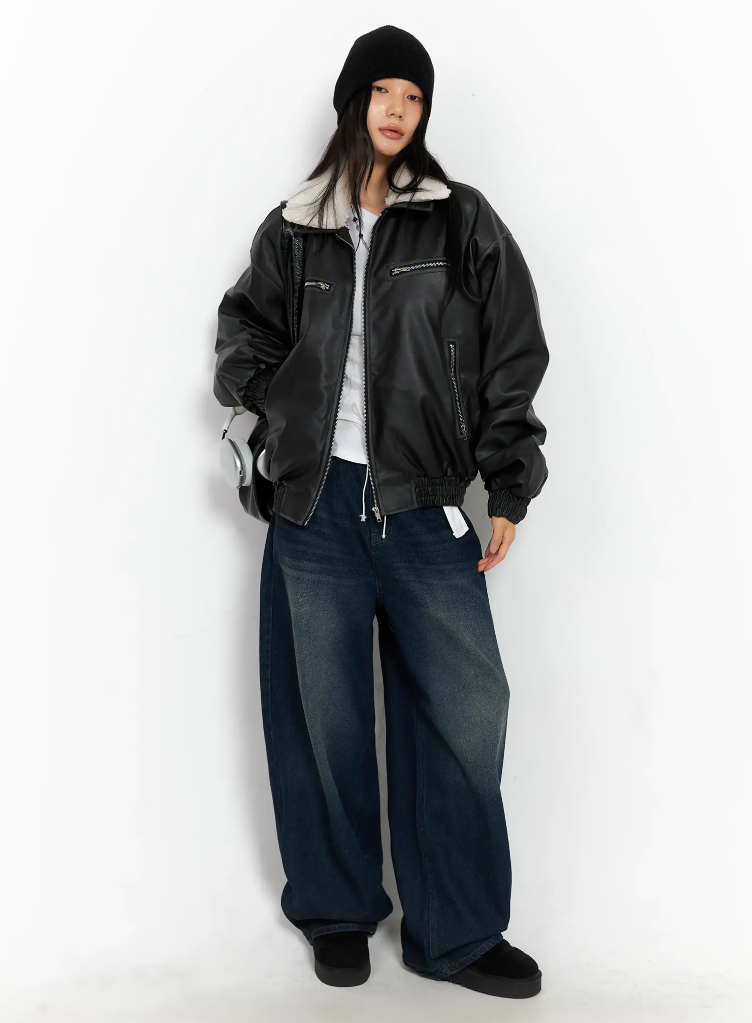 Oversized Faux Fur Collar Jacket CO528 - Image 3