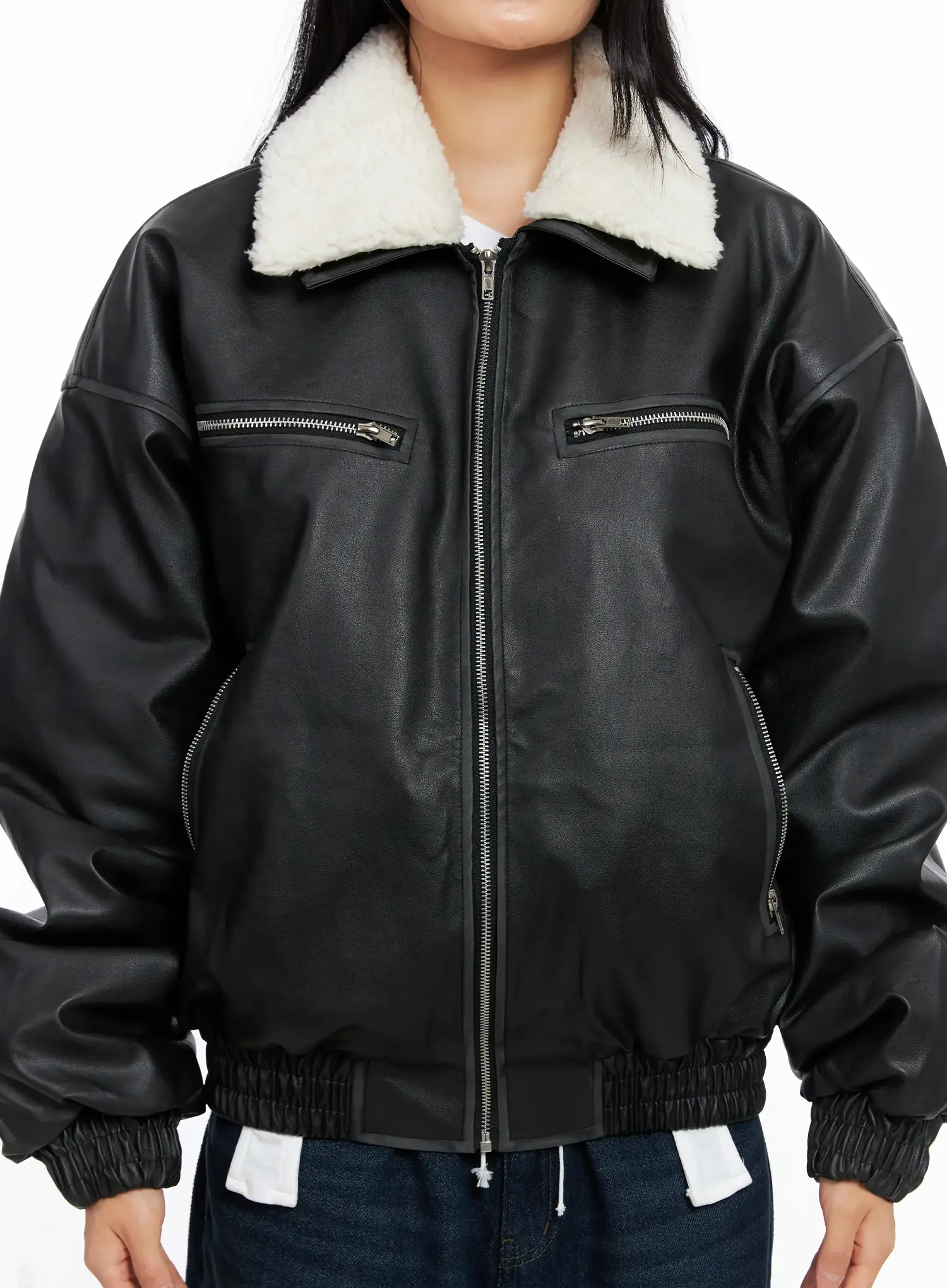 Oversized Faux Fur Collar Jacket CO528 - Image 5