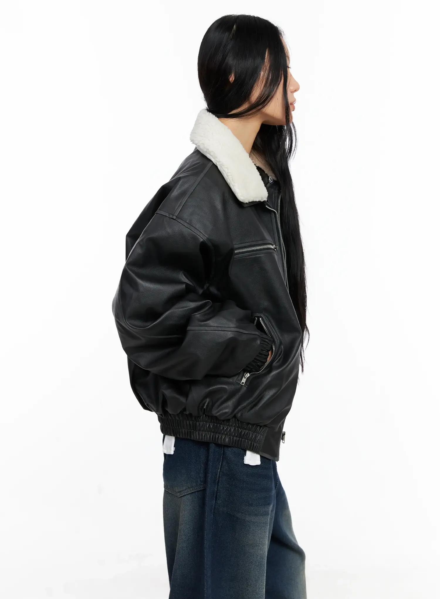 Oversized Faux Fur Collar Jacket CO528 - Image 8