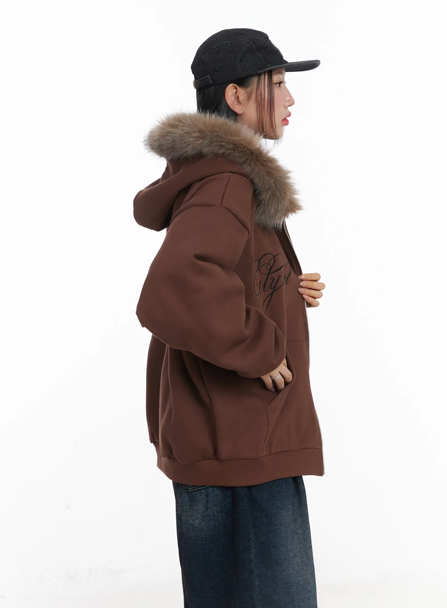 Oversized Faux Fur Fleece Zip-Up Hoodie CD529 - Image 7