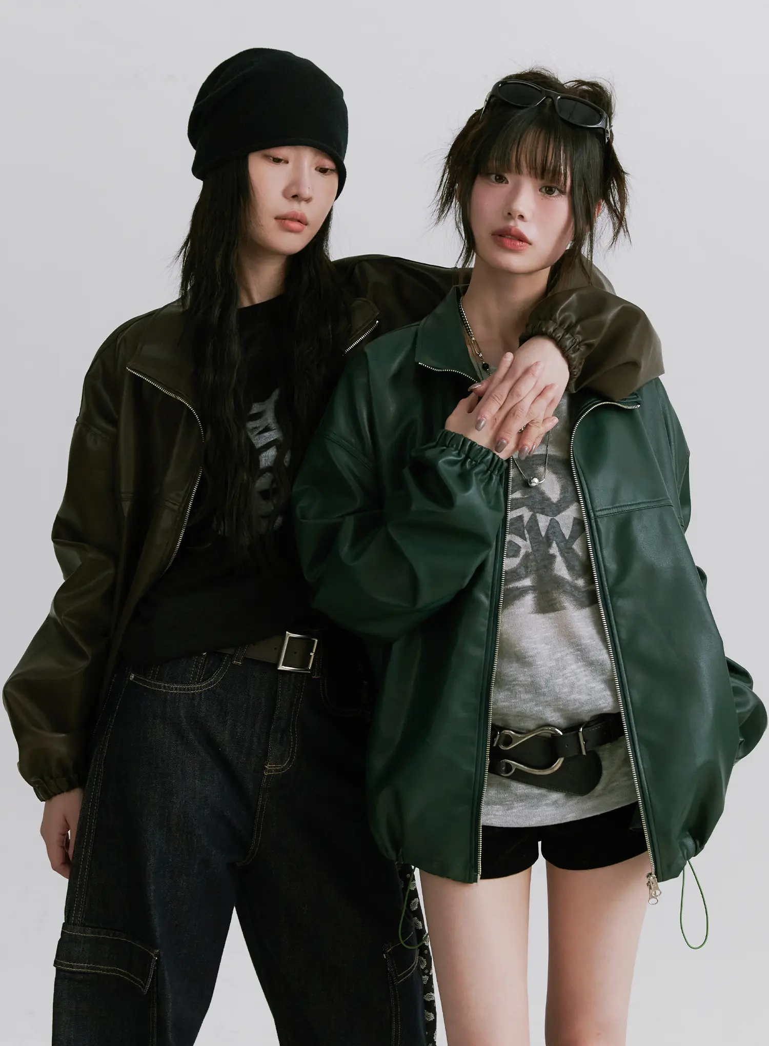 Oversized Faux-Leather Jacket CN511 - Image 3