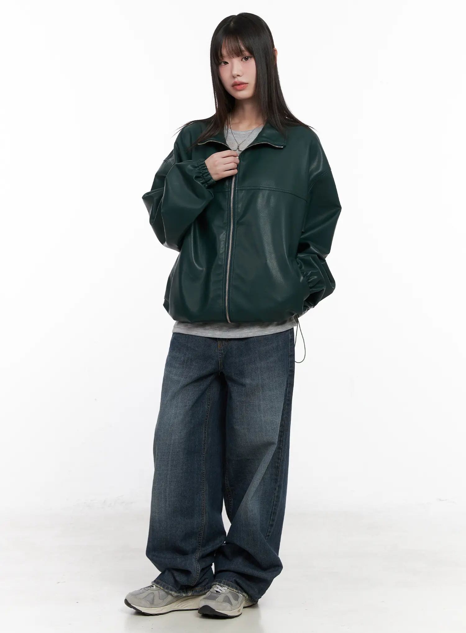 Oversized Faux-Leather Jacket CN511 - Image 7