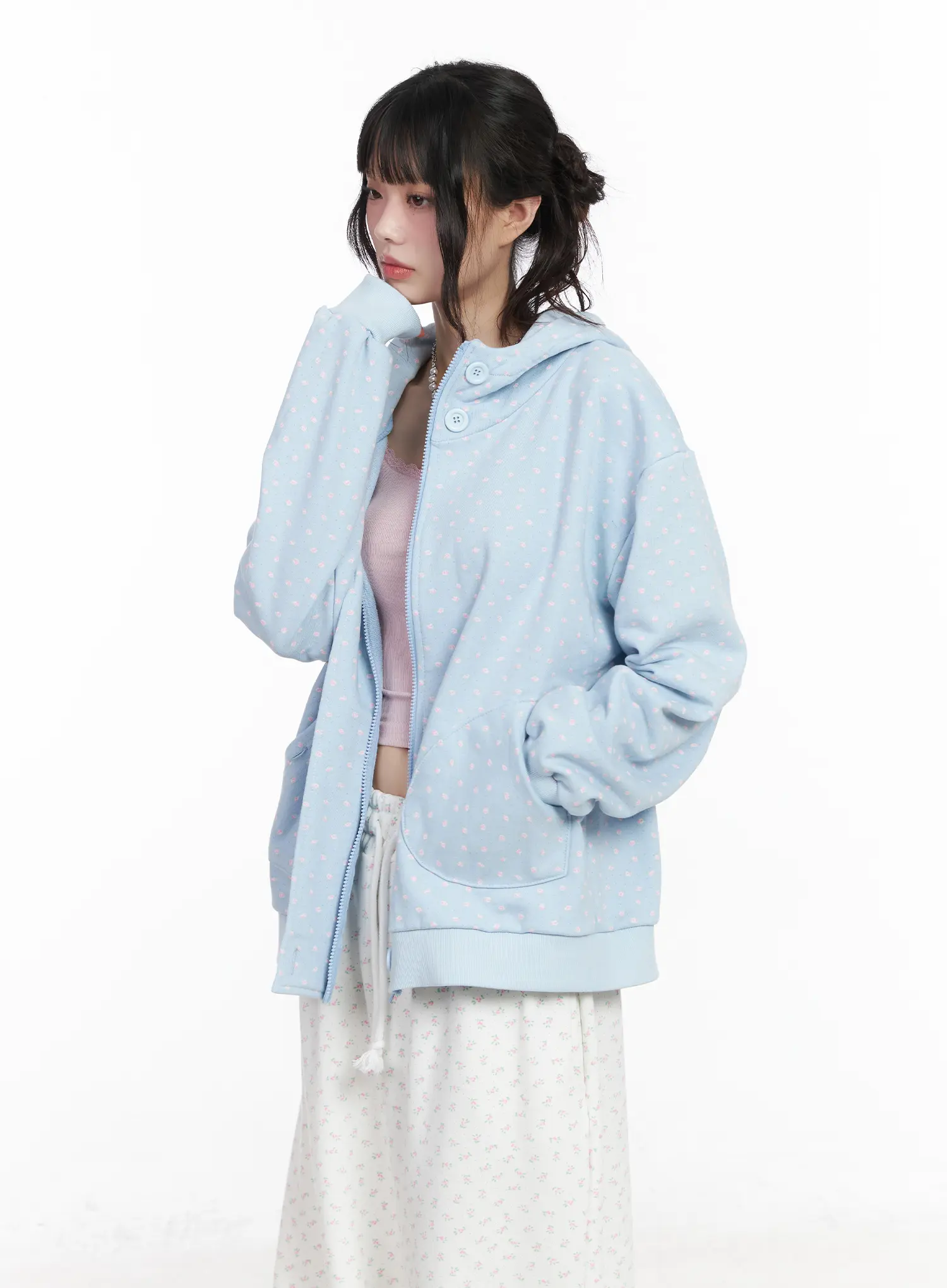 Oversized Floral Hooded Sweatshirt CM526 - Image 10