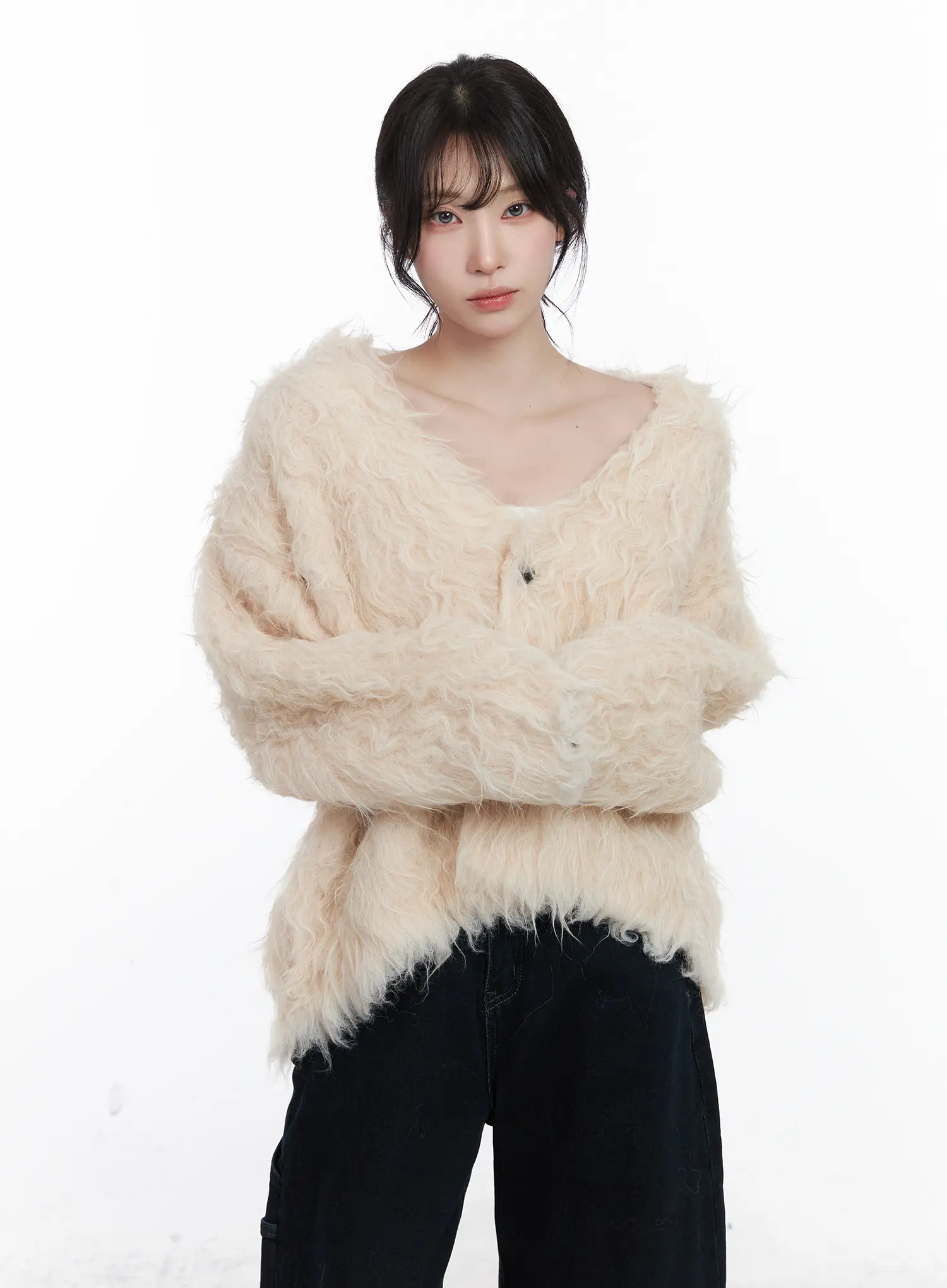 Oversized Fuzzy Wool Cardigan CJ526 - Image 2