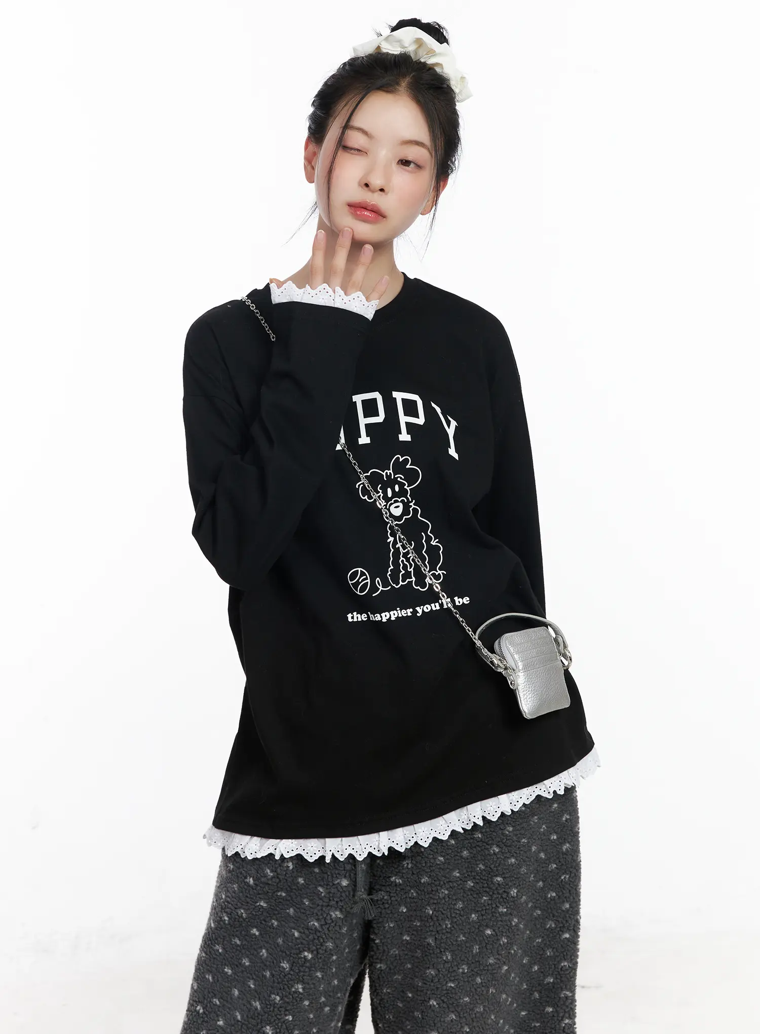 Oversized Graphic Lace Tee CJ519